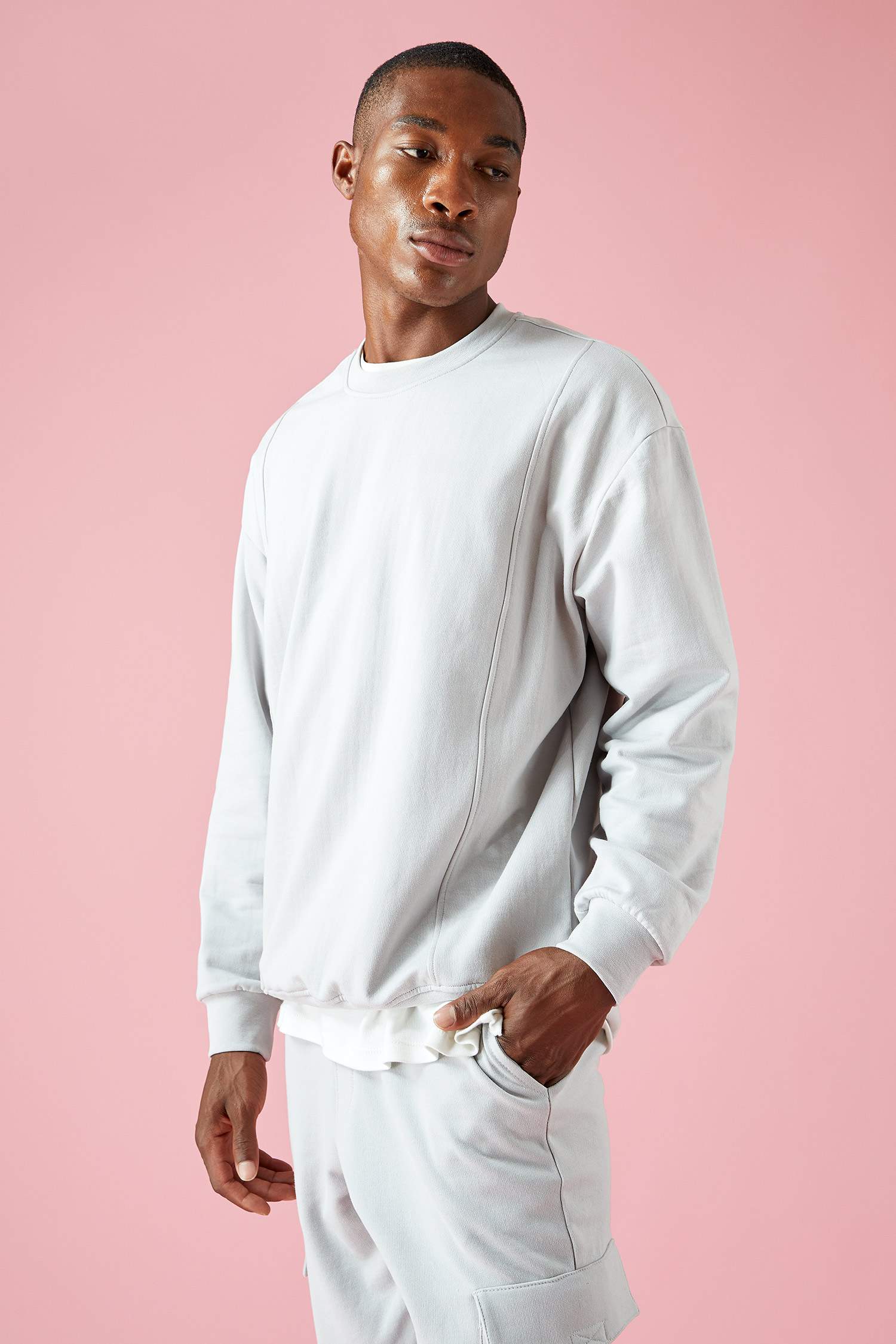 Oversize Fit Bisiklet Yaka Basic Sweatshirt