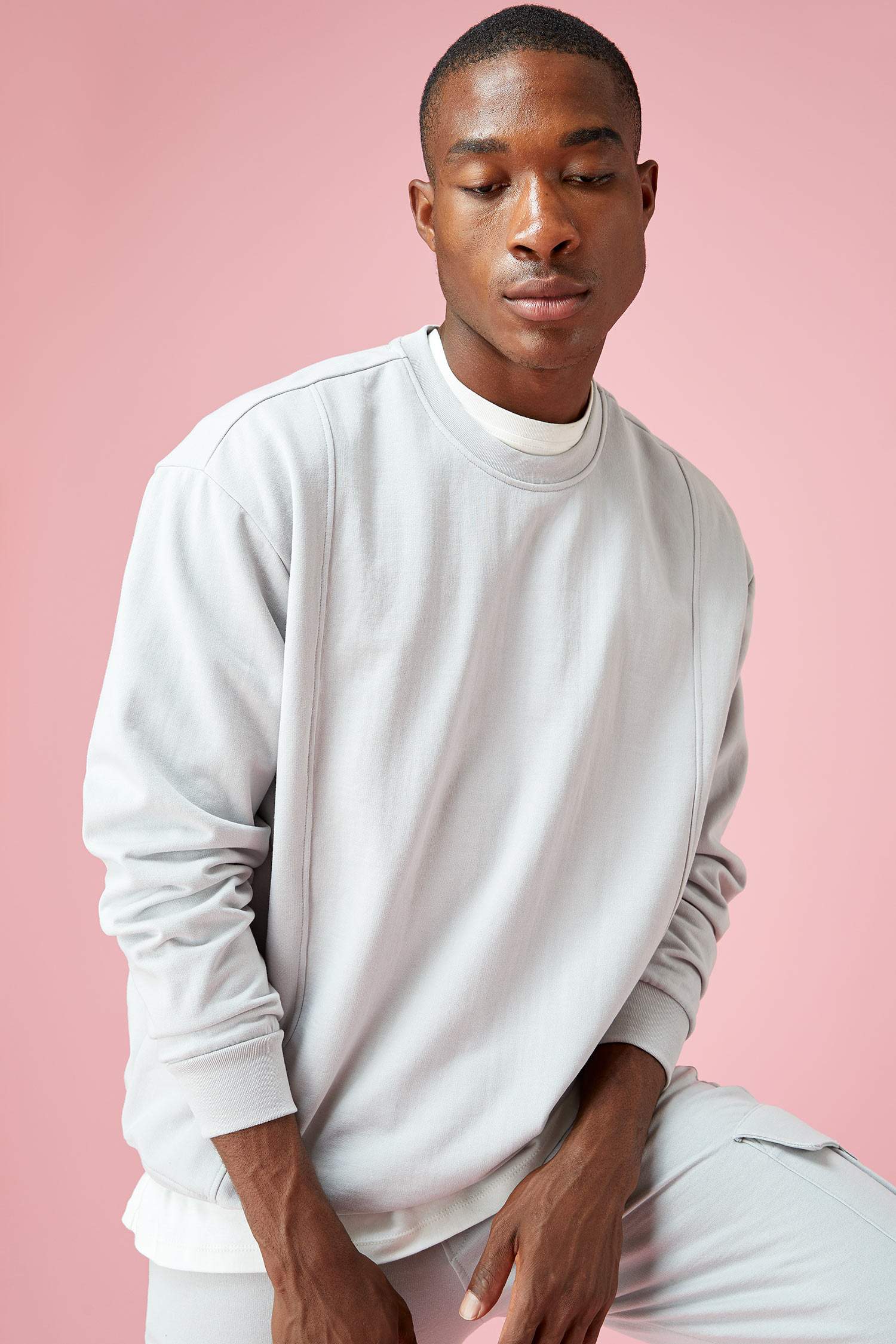 Oversize Fit Bisiklet Yaka Basic Sweatshirt