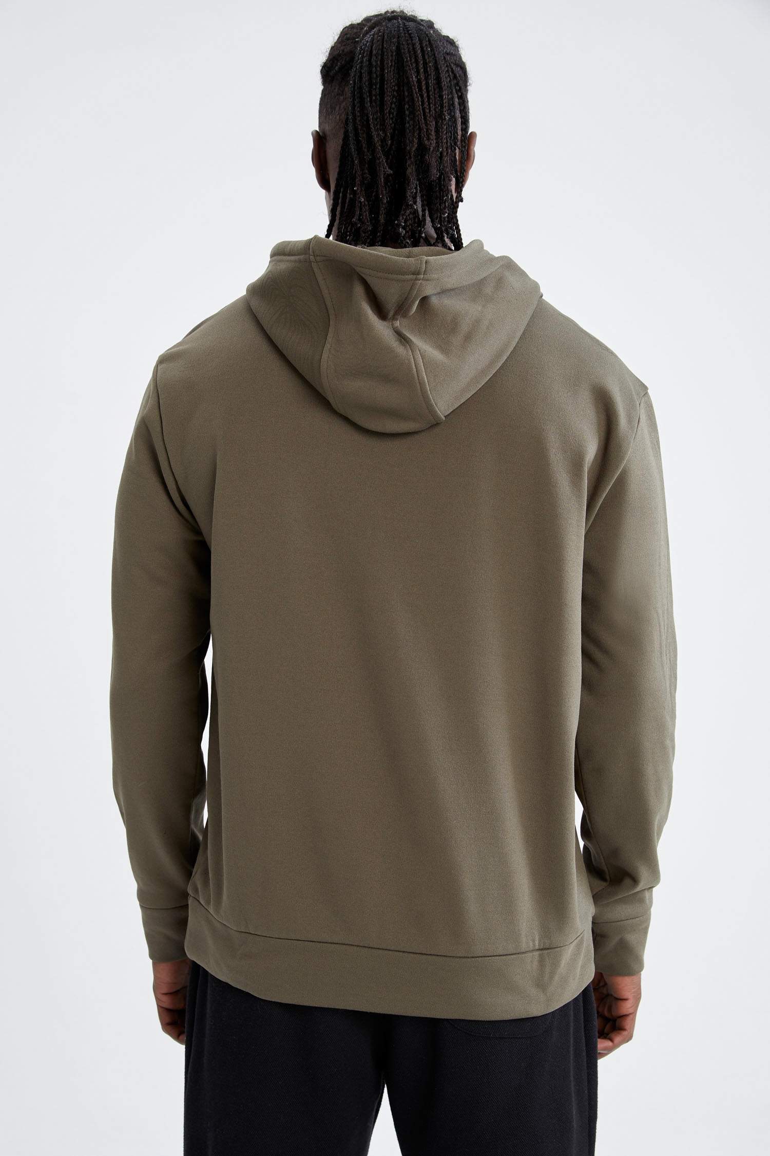 Standart Fit Kapüşonlu Slogan Baskılı İçi Yumuşak Tüylü Sweatshirt