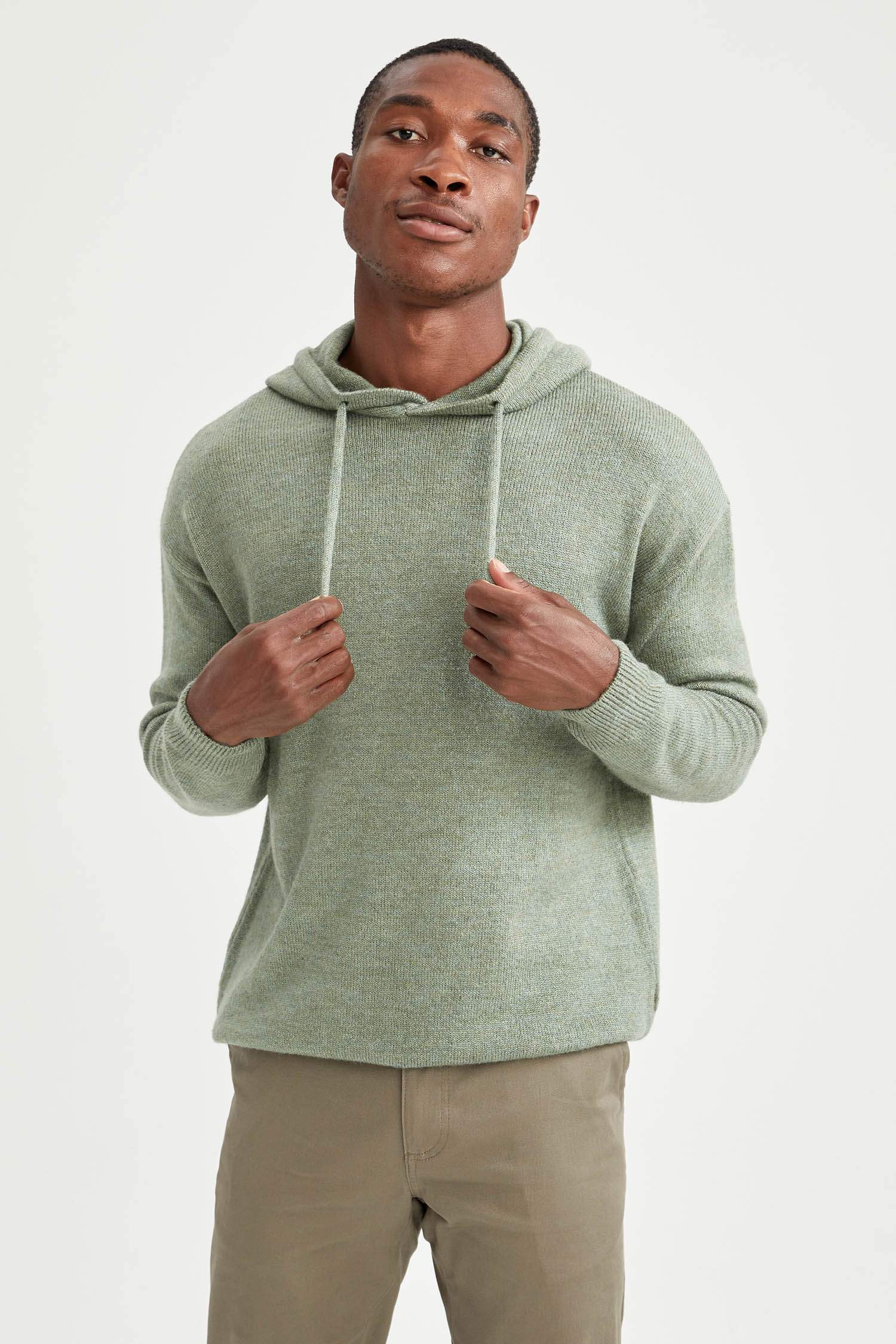 Relax Fit Kapüşonlu Triko Sweatshirt