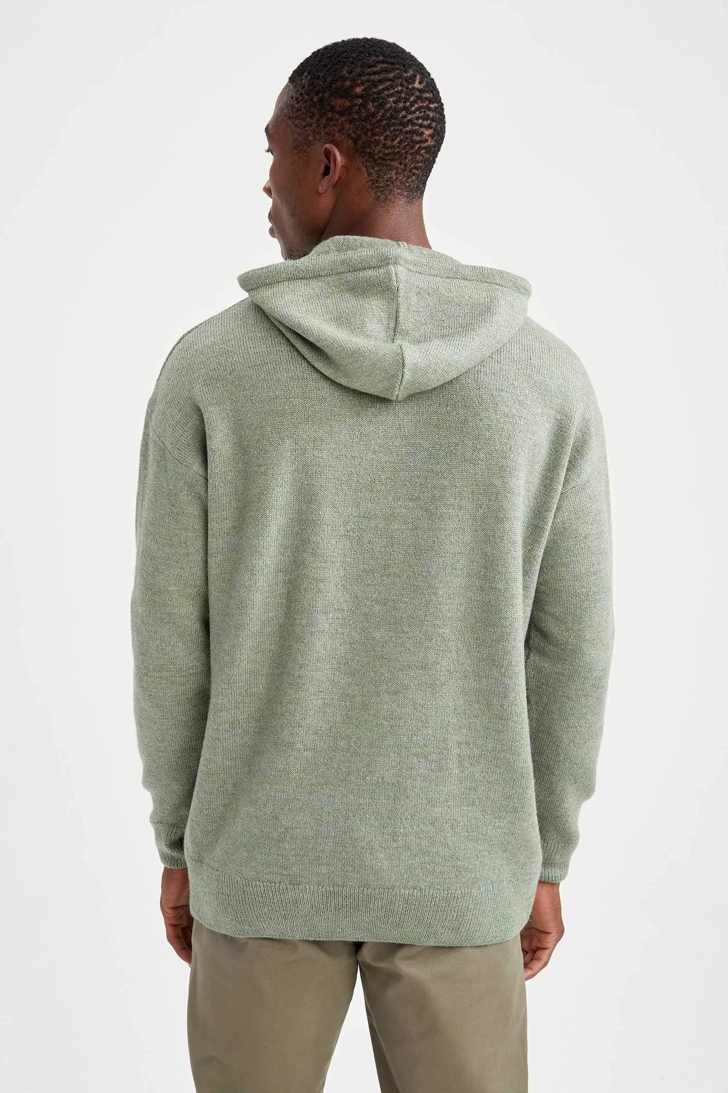 Relax Fit Kapüşonlu Triko Sweatshirt