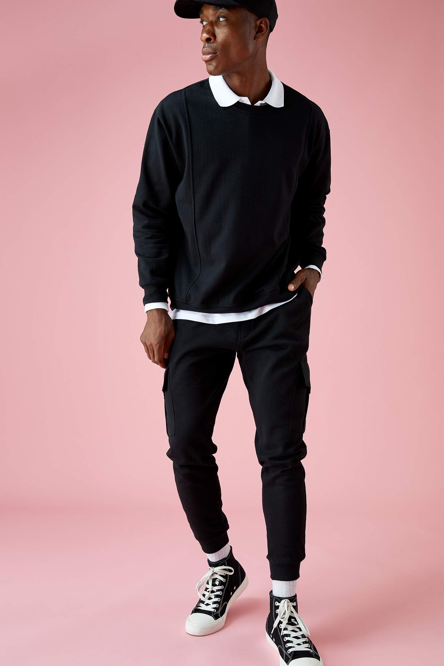 Oversize Fit Bisiklet Yaka Basic Sweatshirt