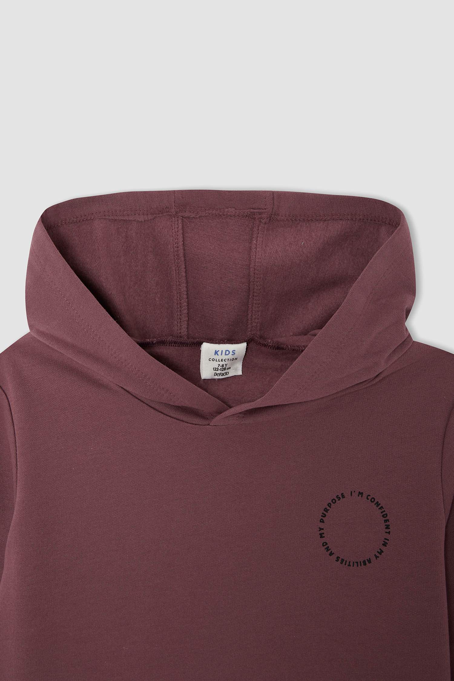 Erkek Çocuk Regular Fit Sırt Baskılı Kapüşonlu Sweatshirt