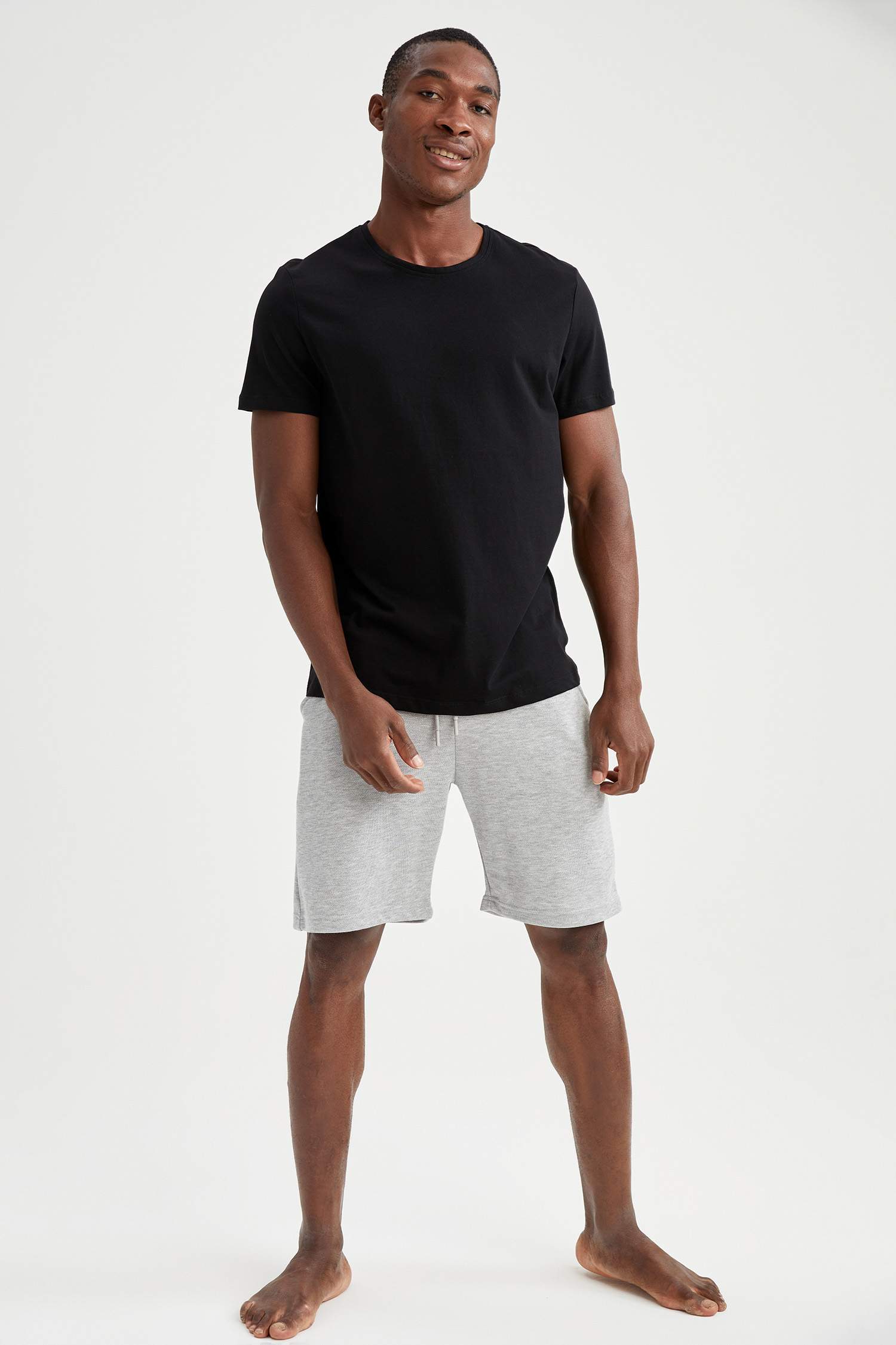 Slim Fit Bisiklet Yaka Basic Pijama Üstü