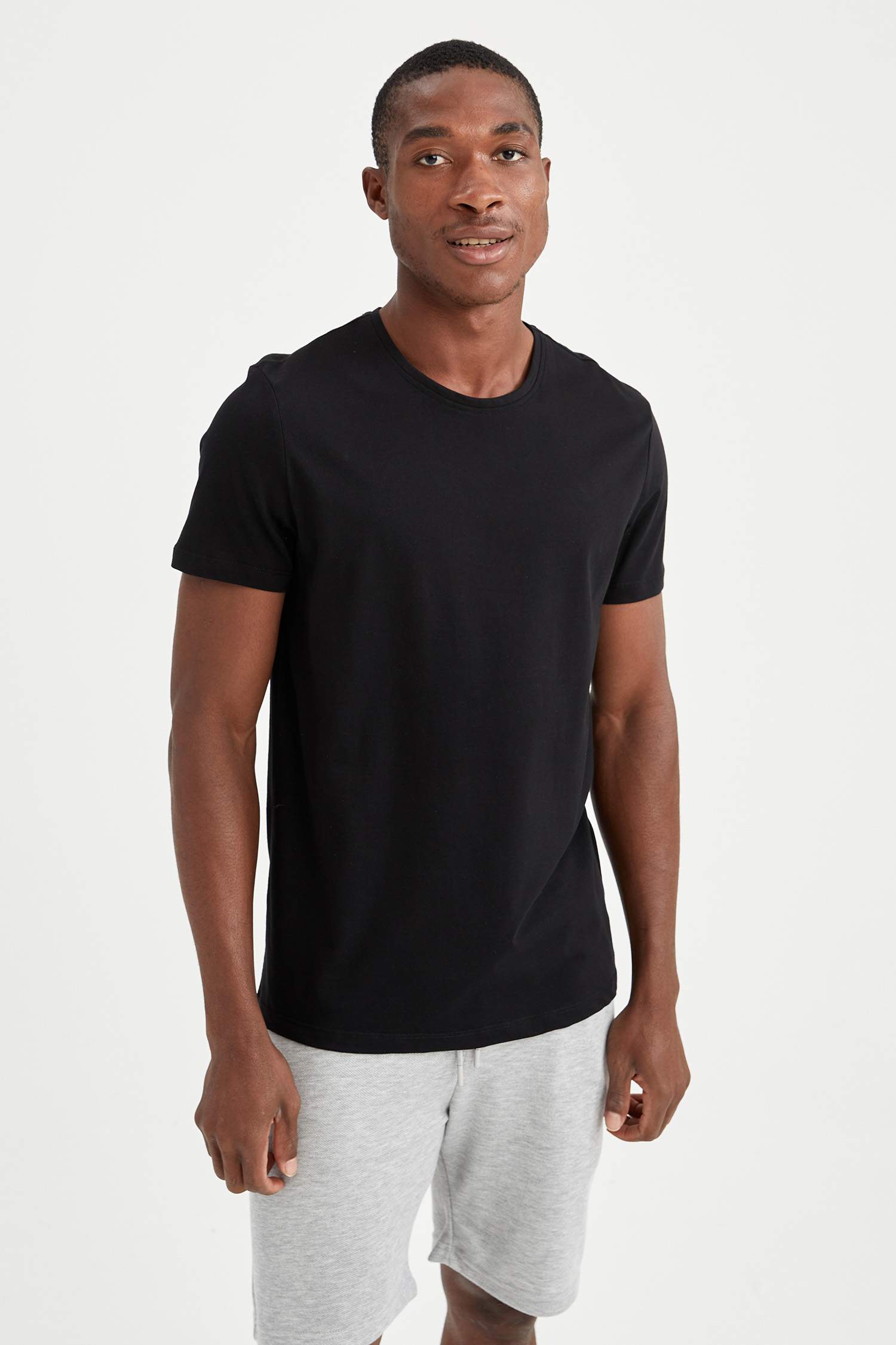 Slim Fit Bisiklet Yaka Basic Pijama Üstü