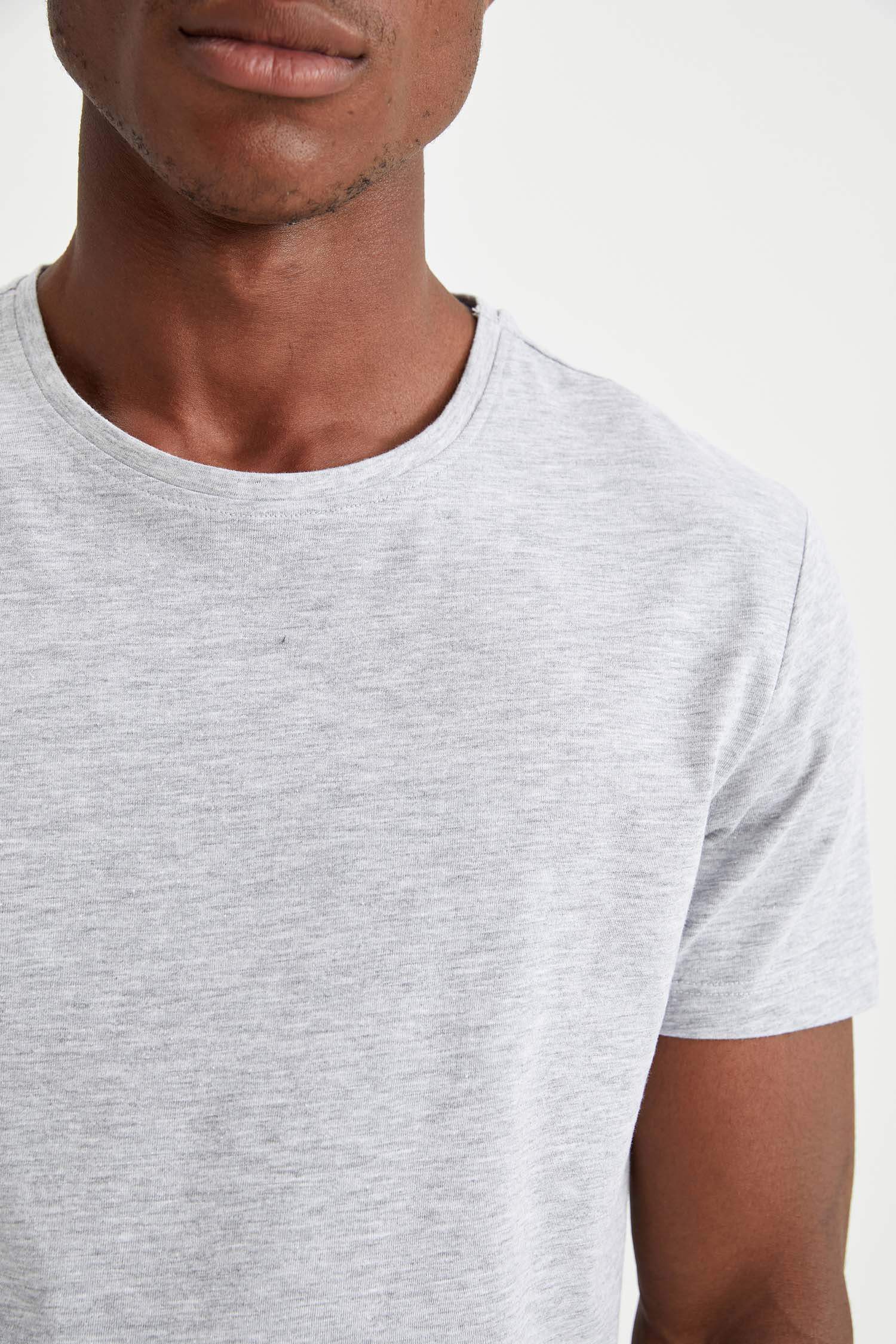 Slim Fit Bisiklet Yaka Basic Pijama Üstü