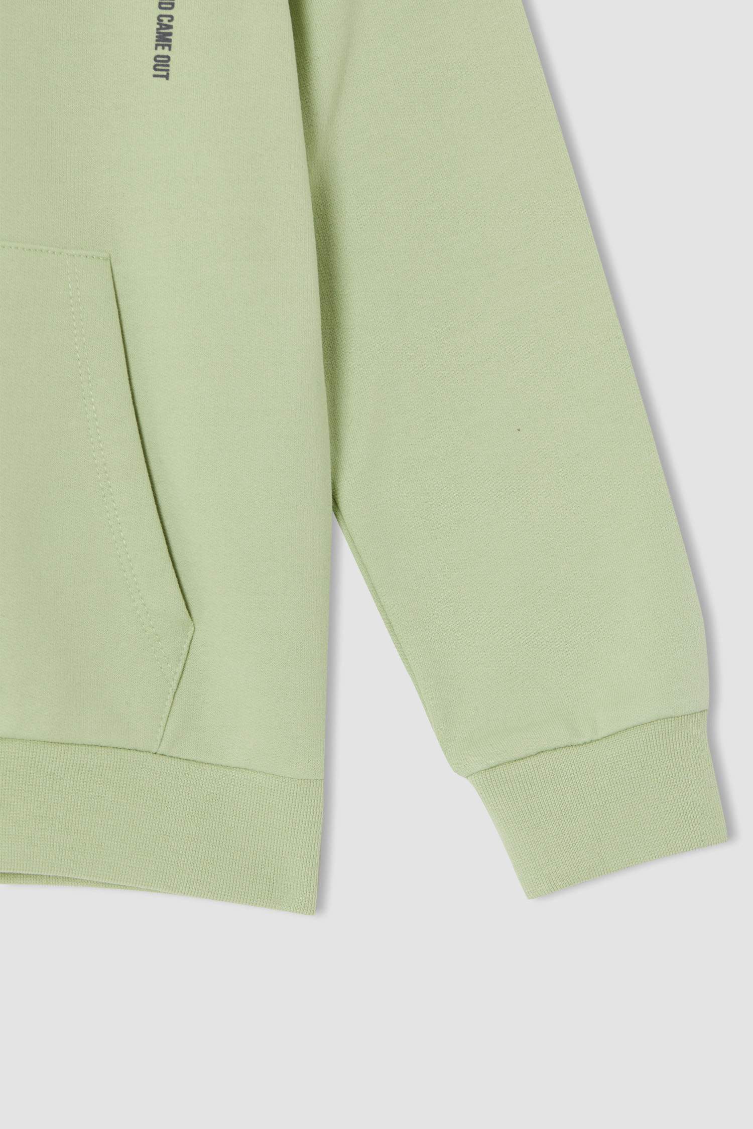 Erkek Çocuk Regular Fit Sırt Baskılı Kapüşonlu Kanguru Cepli Sweatshirt