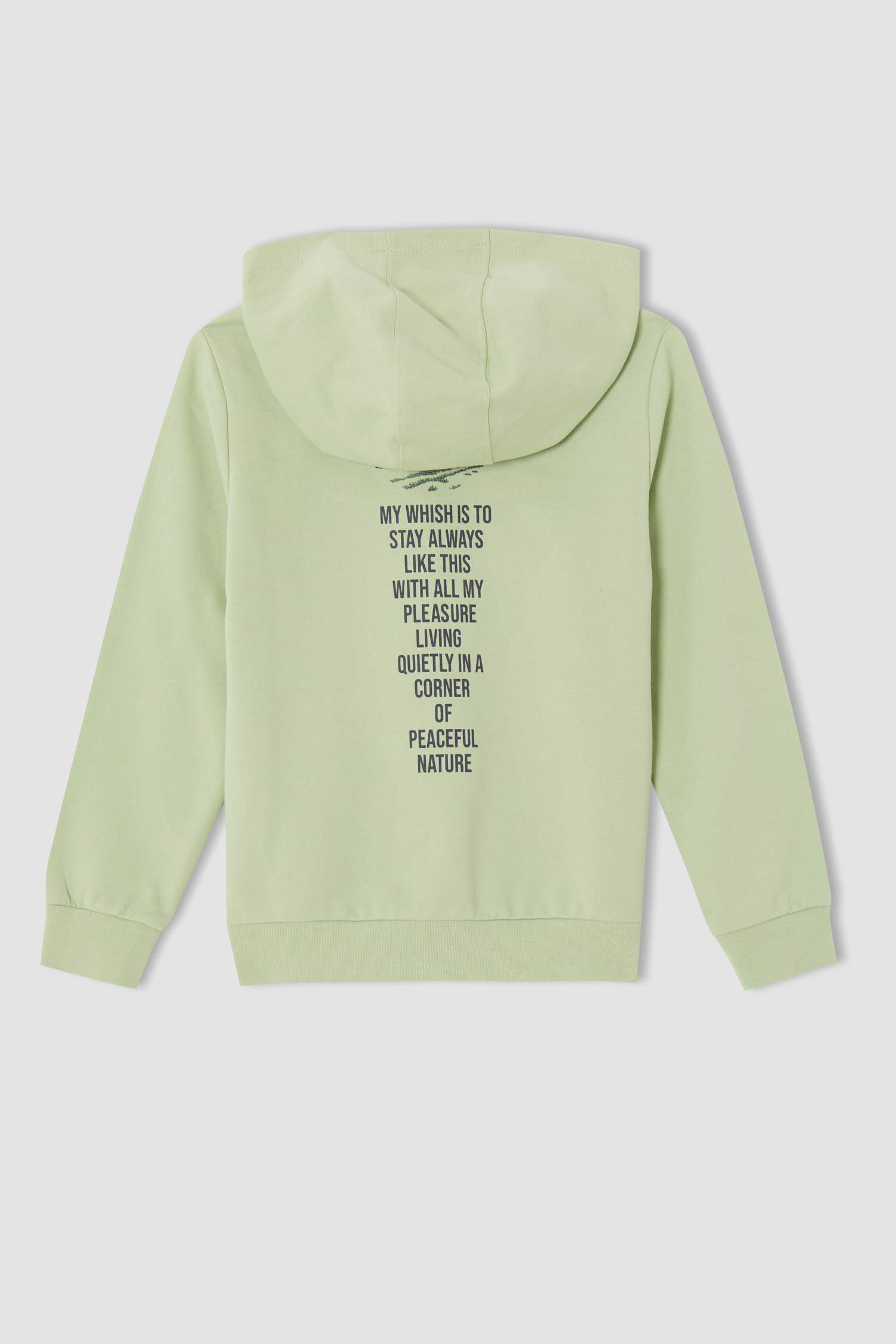 Erkek Çocuk Regular Fit Sırt Baskılı Kapüşonlu Kanguru Cepli Sweatshirt