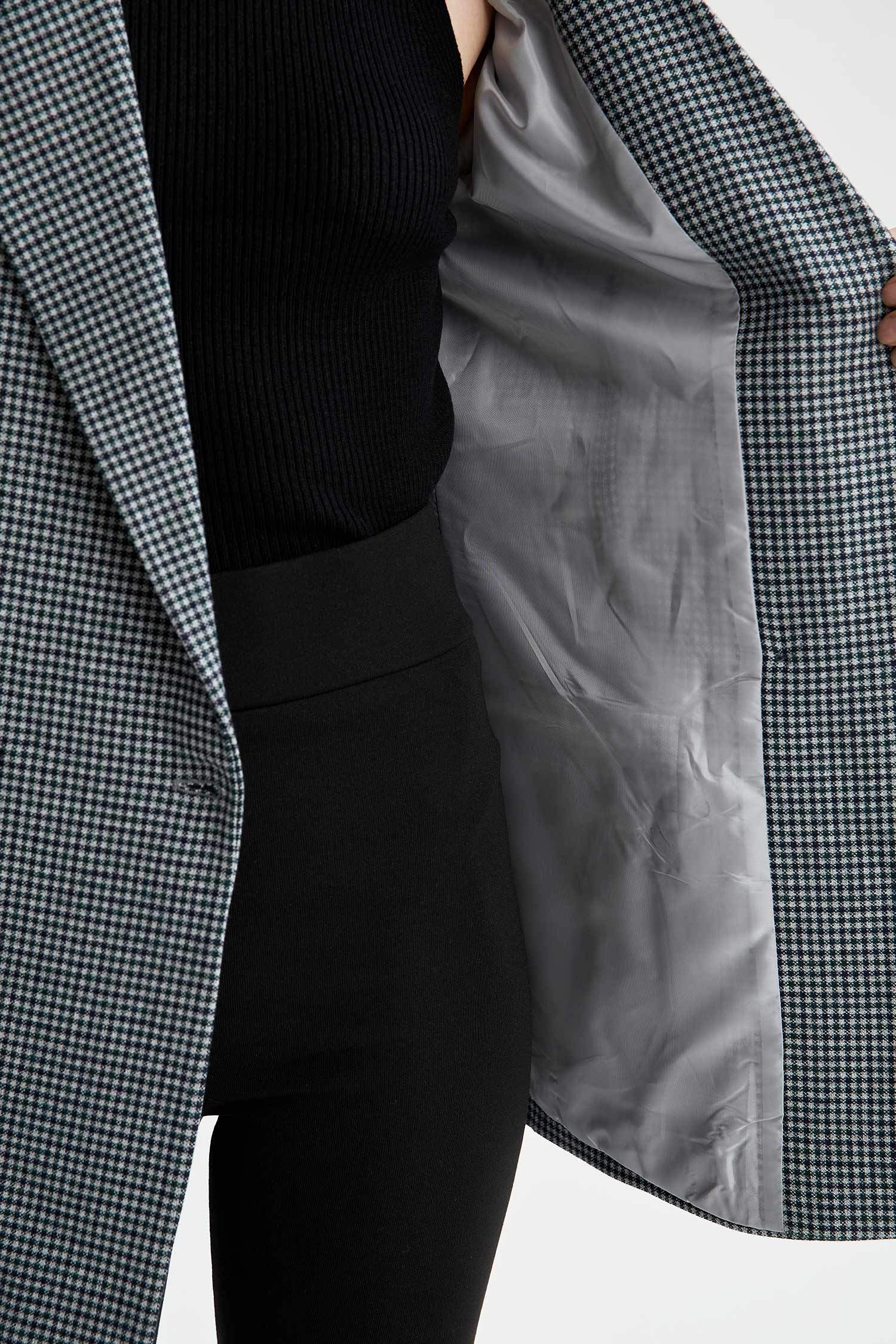 Pötikare Desenli Kapaklı Cepli Oversize Fit Uzun Kollu Blazer Ceket