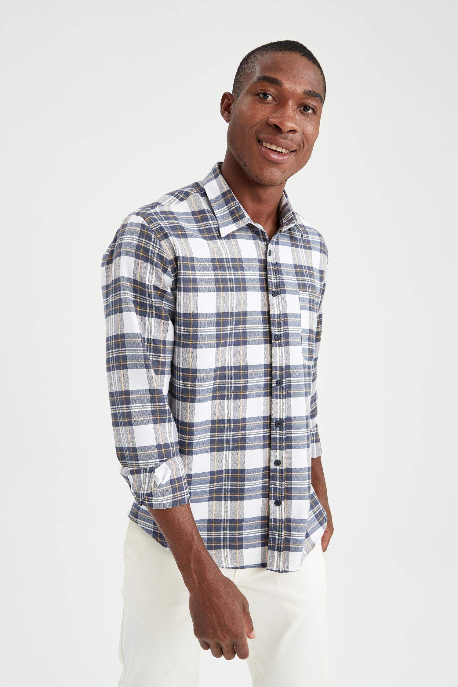 Modern Fit Ekose Desenli Uzun Kollu Oduncu Gömlek