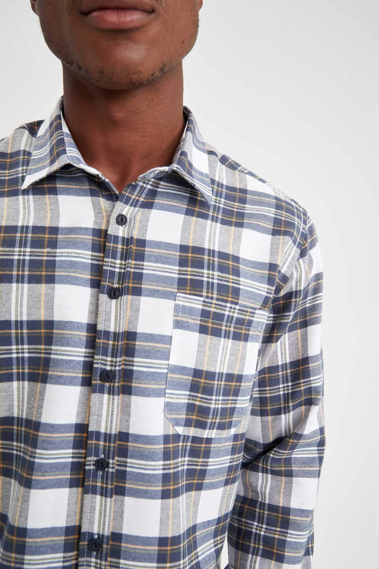 Modern Fit Ekose Desenli Uzun Kollu Oduncu Gömlek