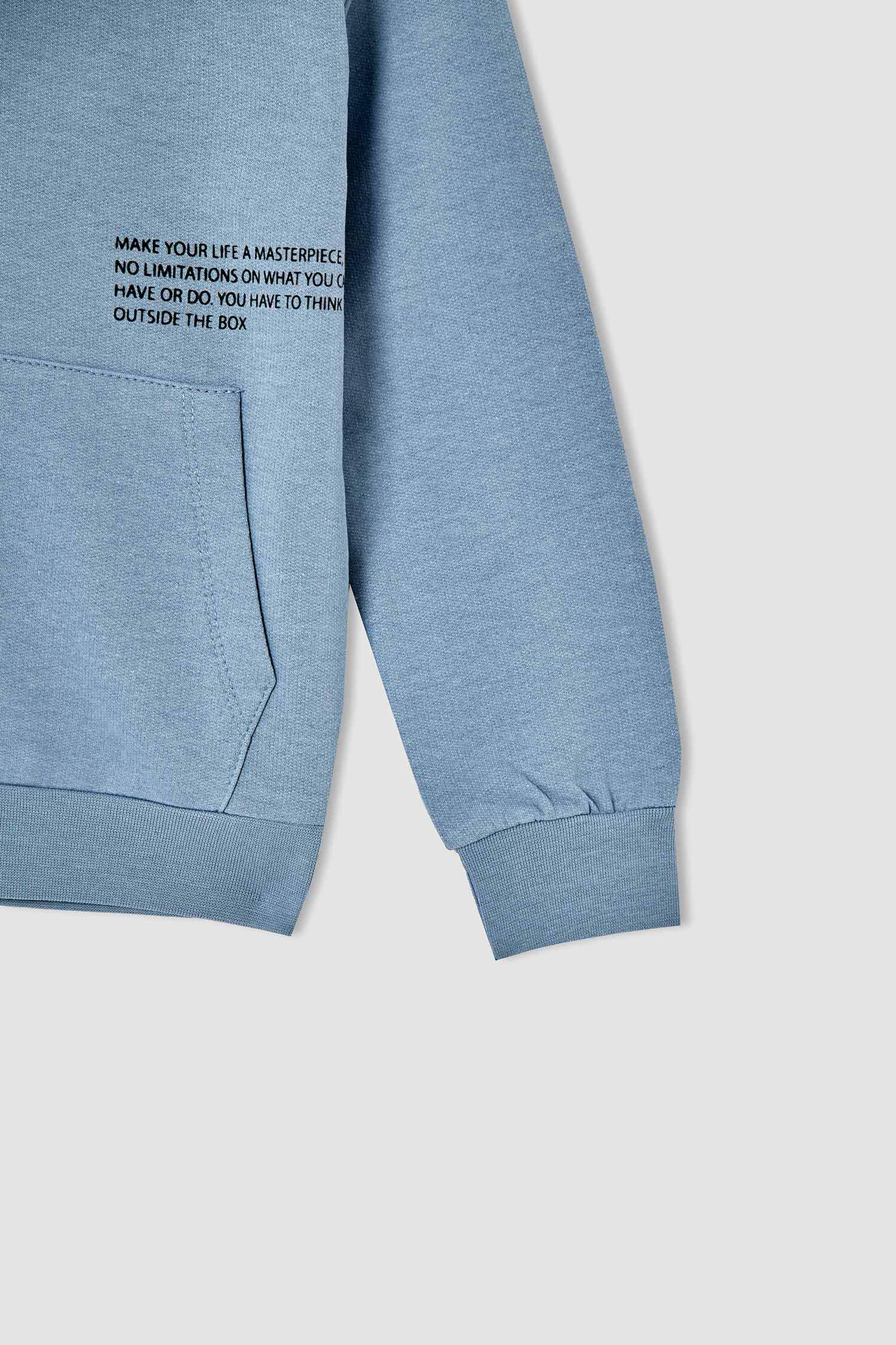 Erkek Çocuk Regular Fit Baskılı Kapüşonlu Sweatshirt