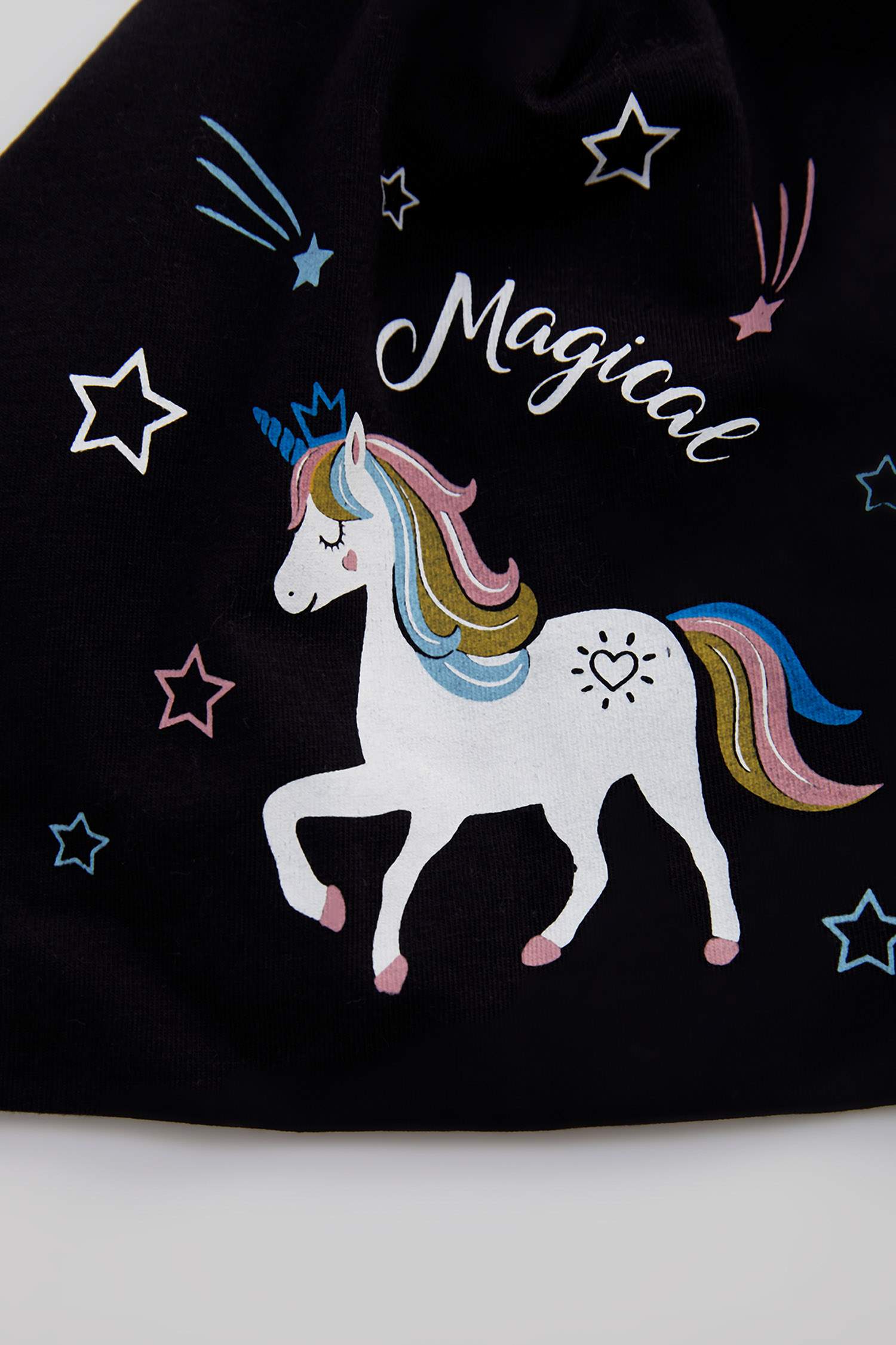 Kız Bebek Unicorn Baskılı Pamuklu Penye Bere