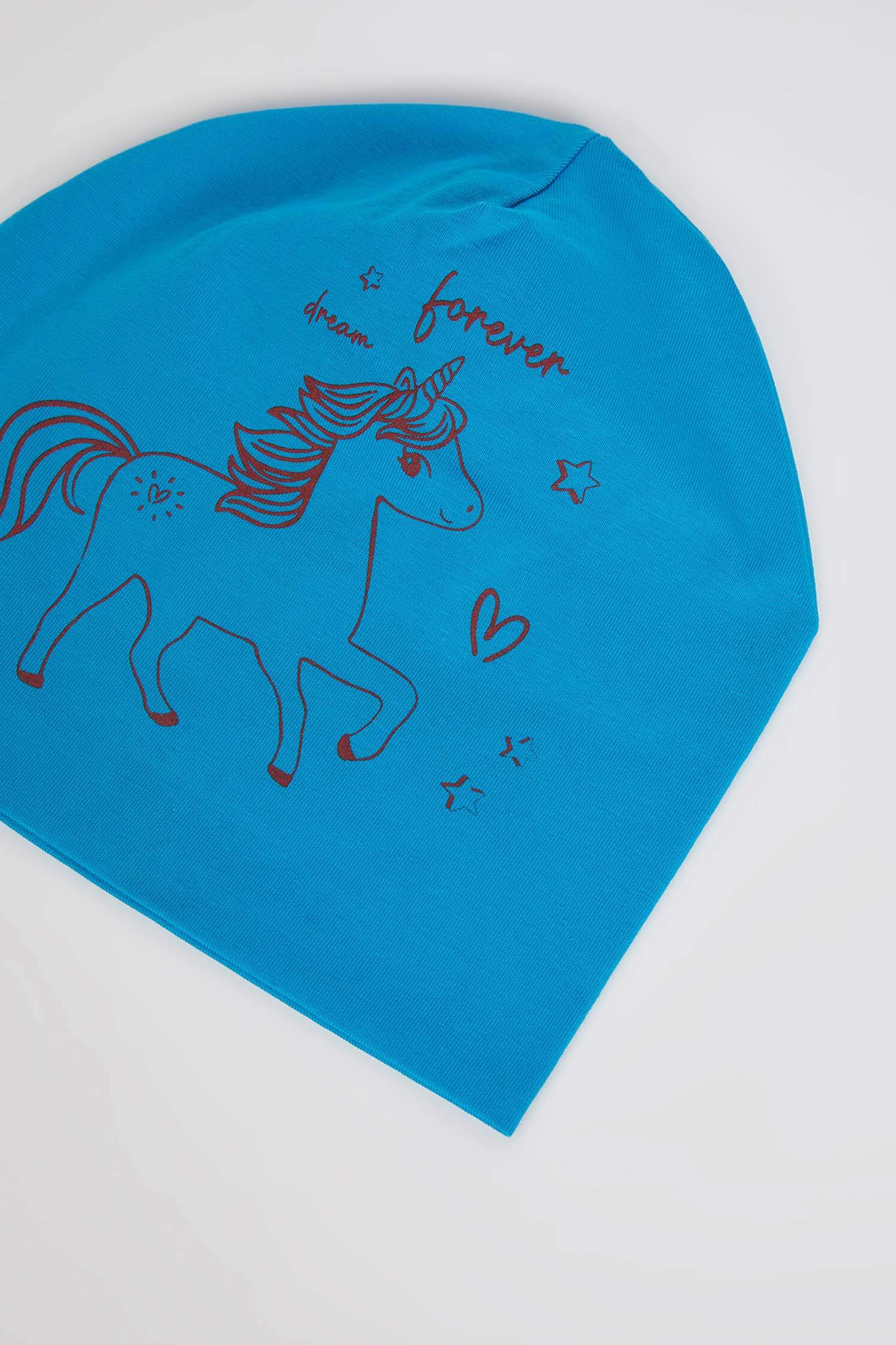 Kız Bebek Unicorn Baskılı Pamuklu Yeni Doğan Bere