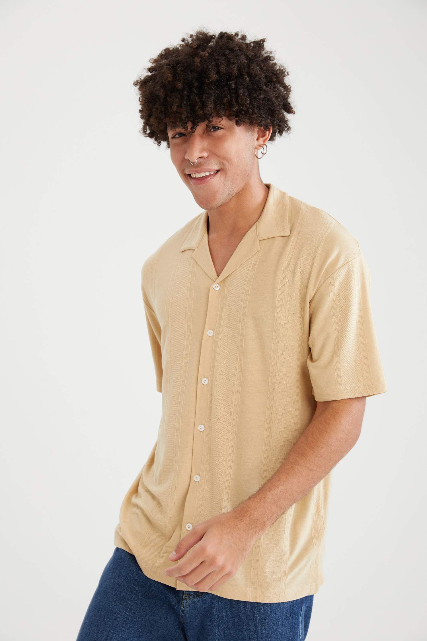 Oversize Fit Basic Kısa Kollu Gömlek