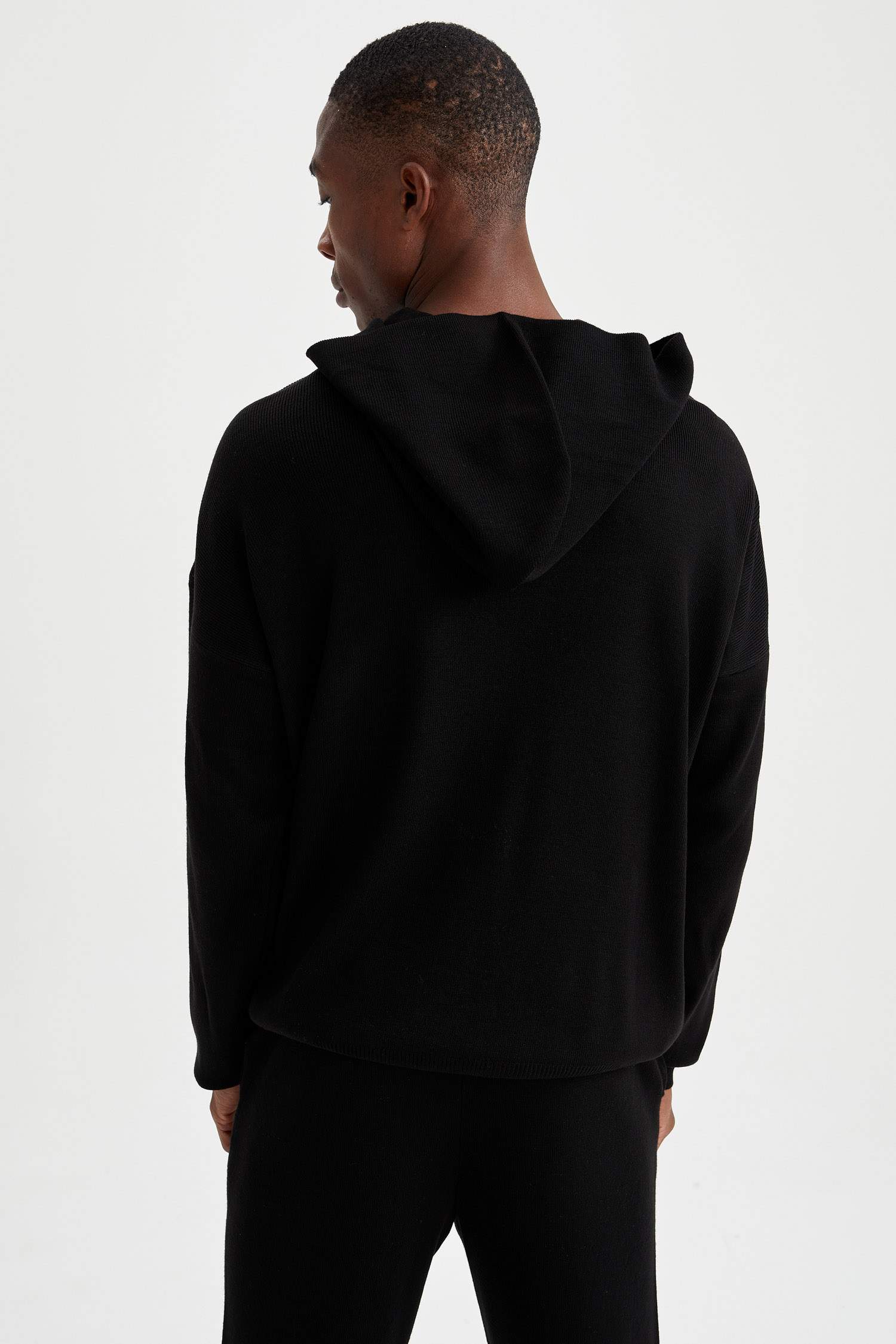 Oversize Fit Kapüşonlu Triko Sweatshirt