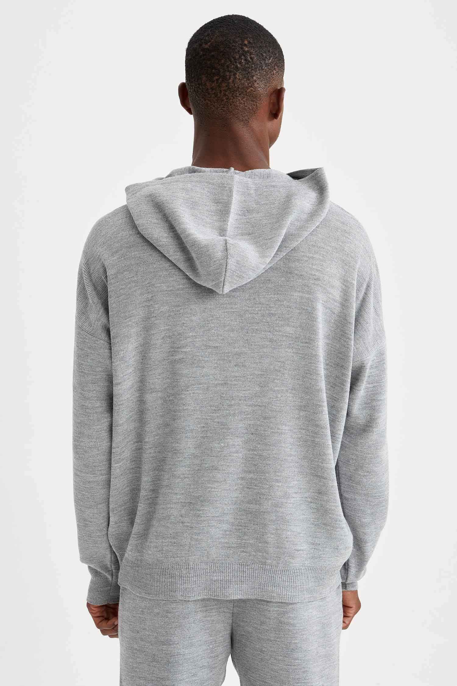 Oversize Fit Kapüşonlu Triko Sweatshirt