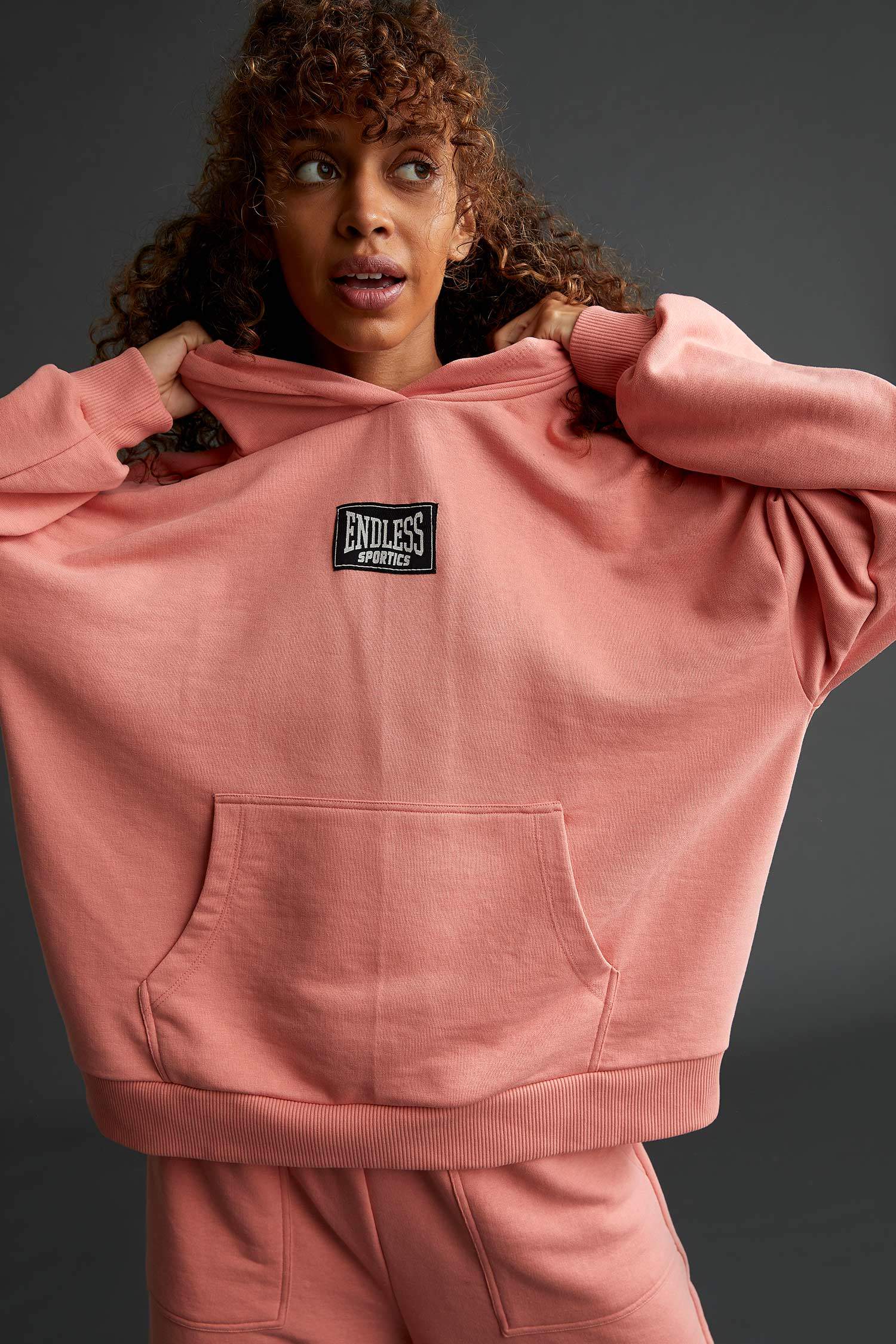 Oversize Fit Sırt Baskılı Kapüşonlu Spor Sweatshirt