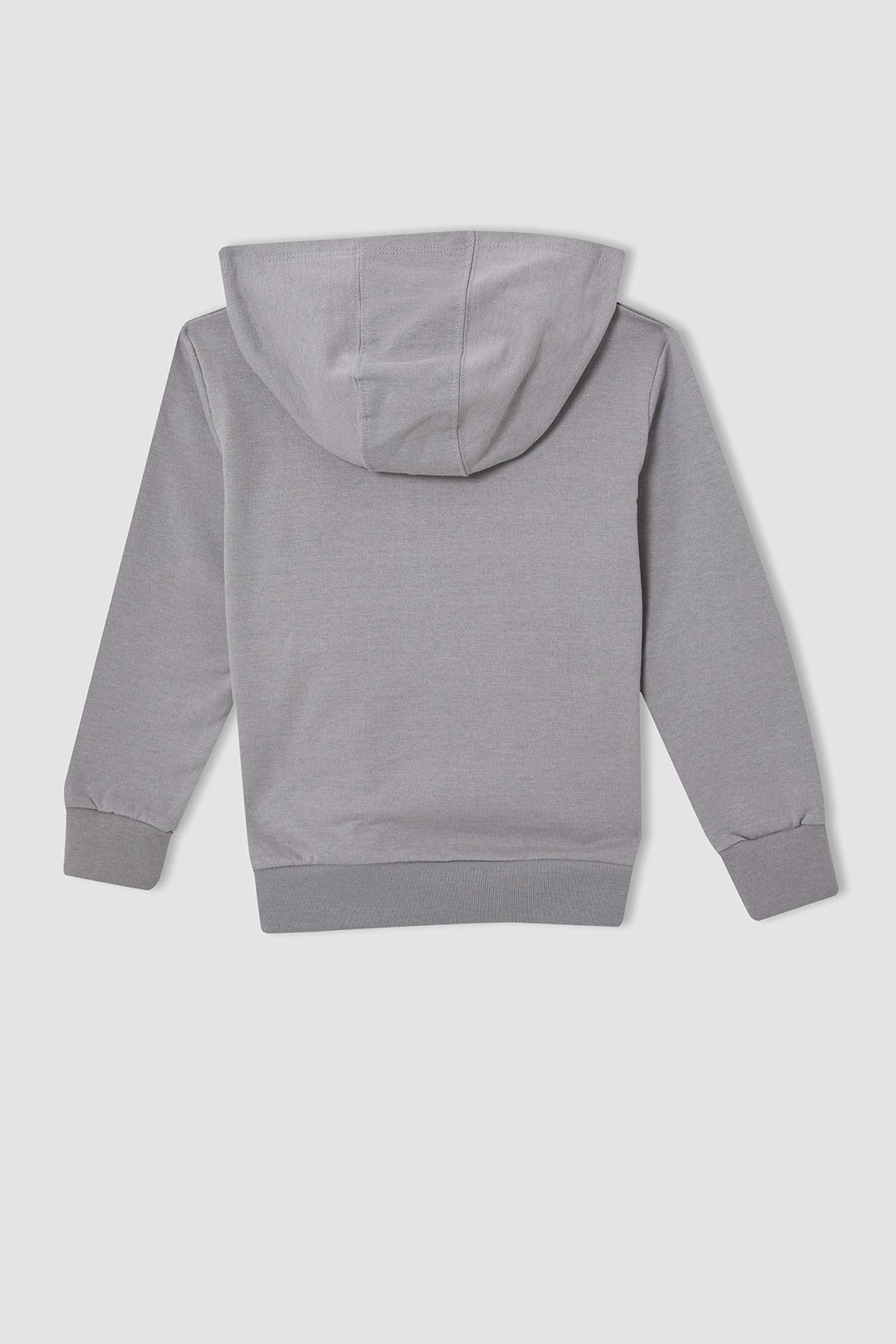 Erkek Çocuk Regular Fit Kapüşonlu Baskılı Kanguru Cepli İçi Yumuşak Tüylü Sweatshirt