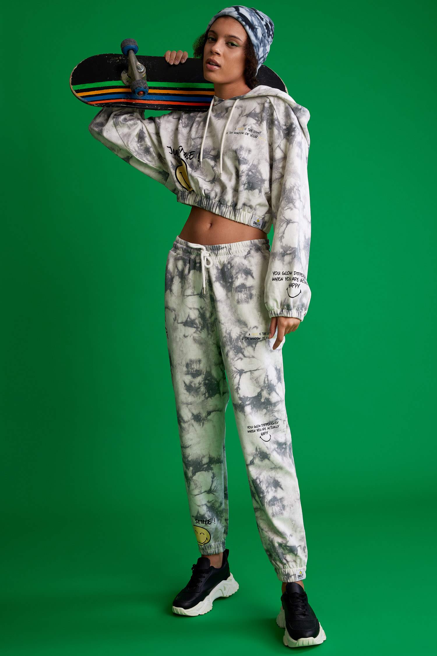 Coool Smiley World Lisanslı Batik Beli Bağcıklı Jogger Eşofman Altı