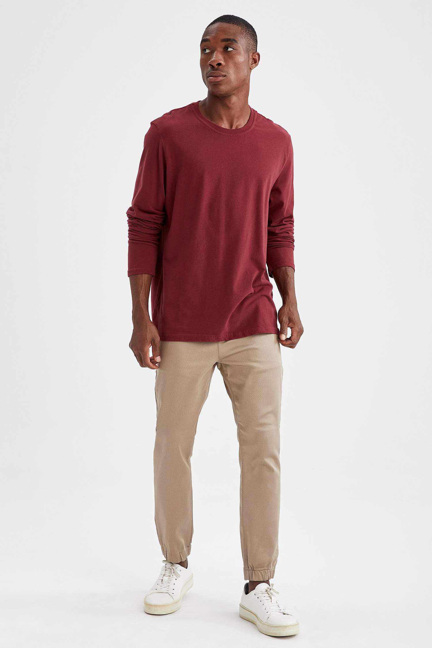 Slim Fit Bisiklet Yaka Basic Uzun Kollu Tişört