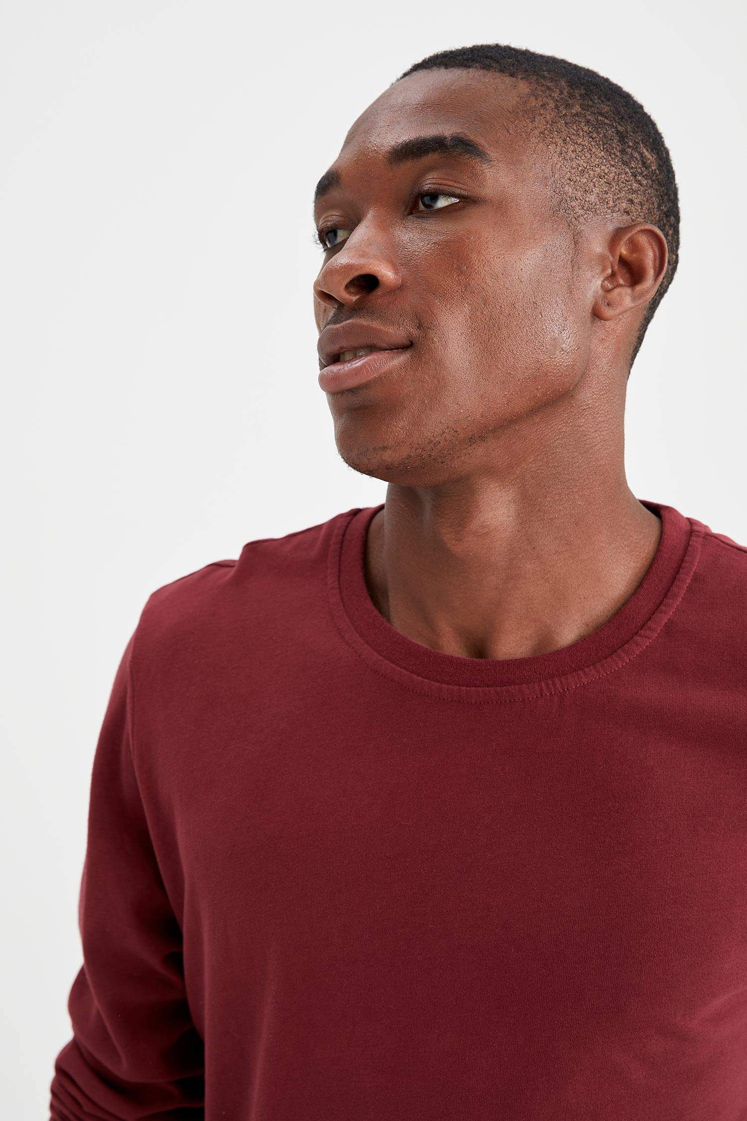 Slim Fit Bisiklet Yaka Basic Uzun Kollu Tişört