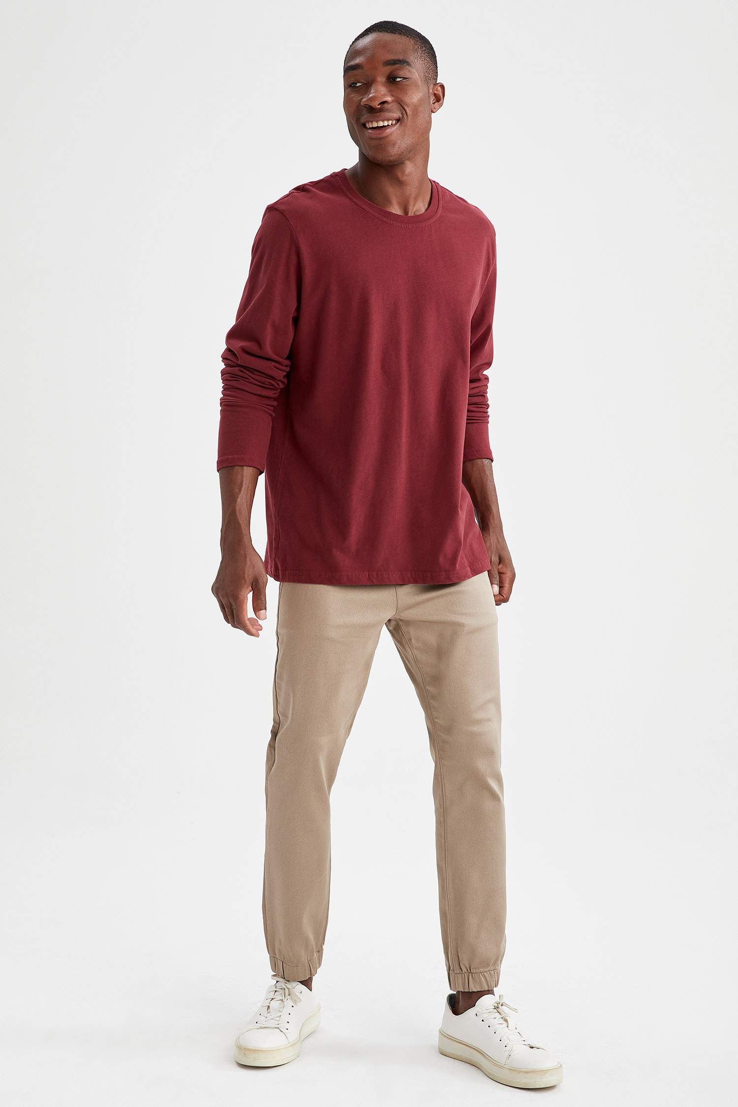 Slim Fit Bisiklet Yaka Basic Uzun Kollu Tişört