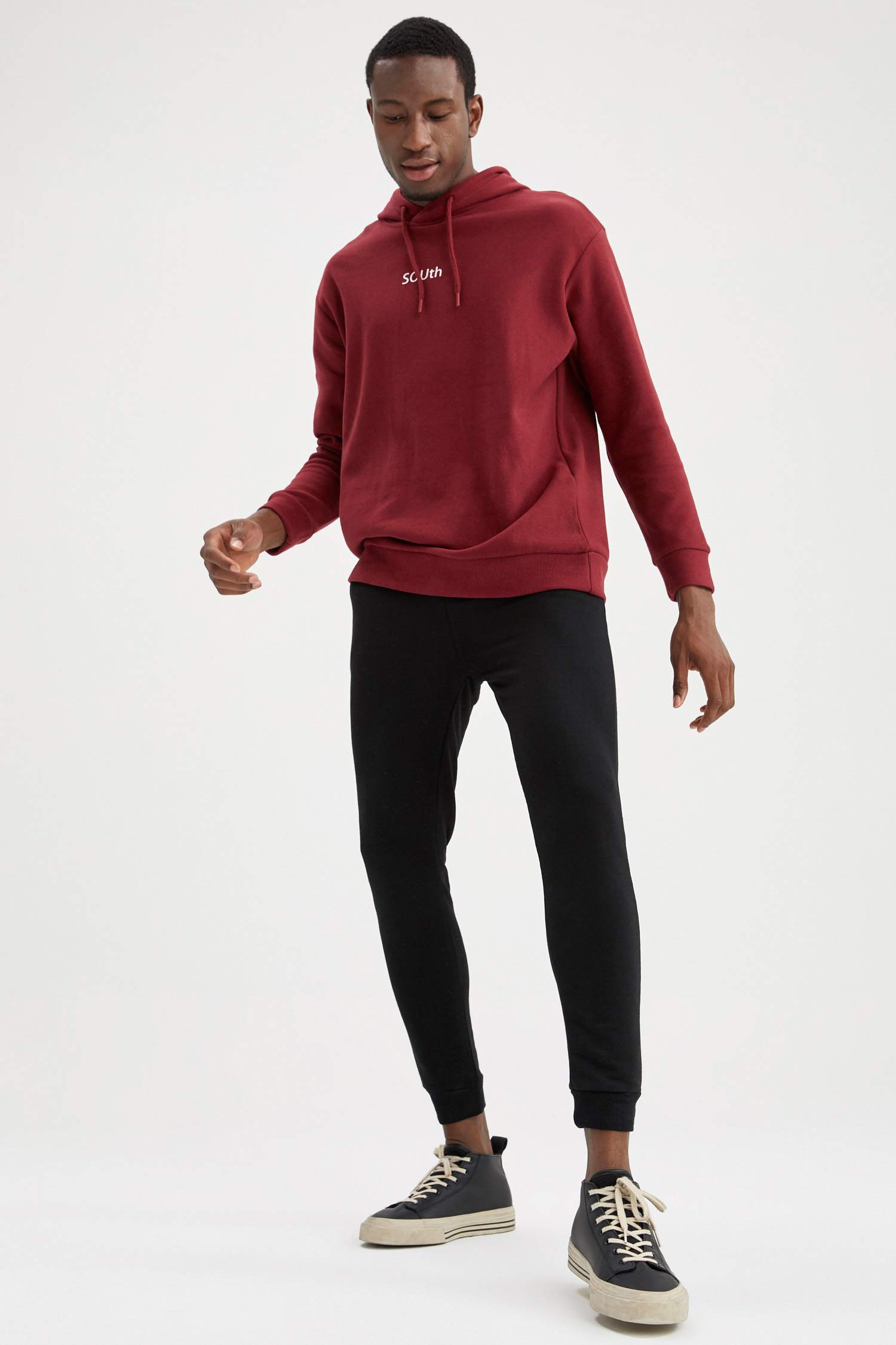 Oversize Fit Kapüşonlu Baskılı Uzun Kollu Sweatshirt