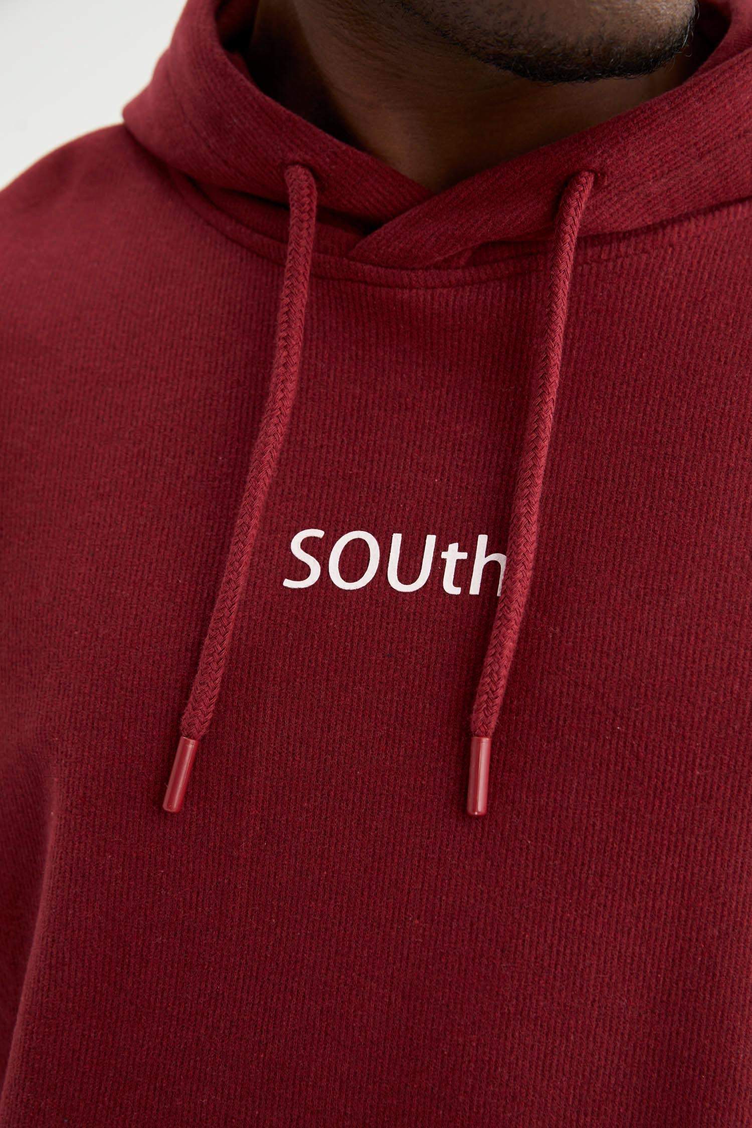 Oversize Fit Kapüşonlu Baskılı Uzun Kollu Sweatshirt