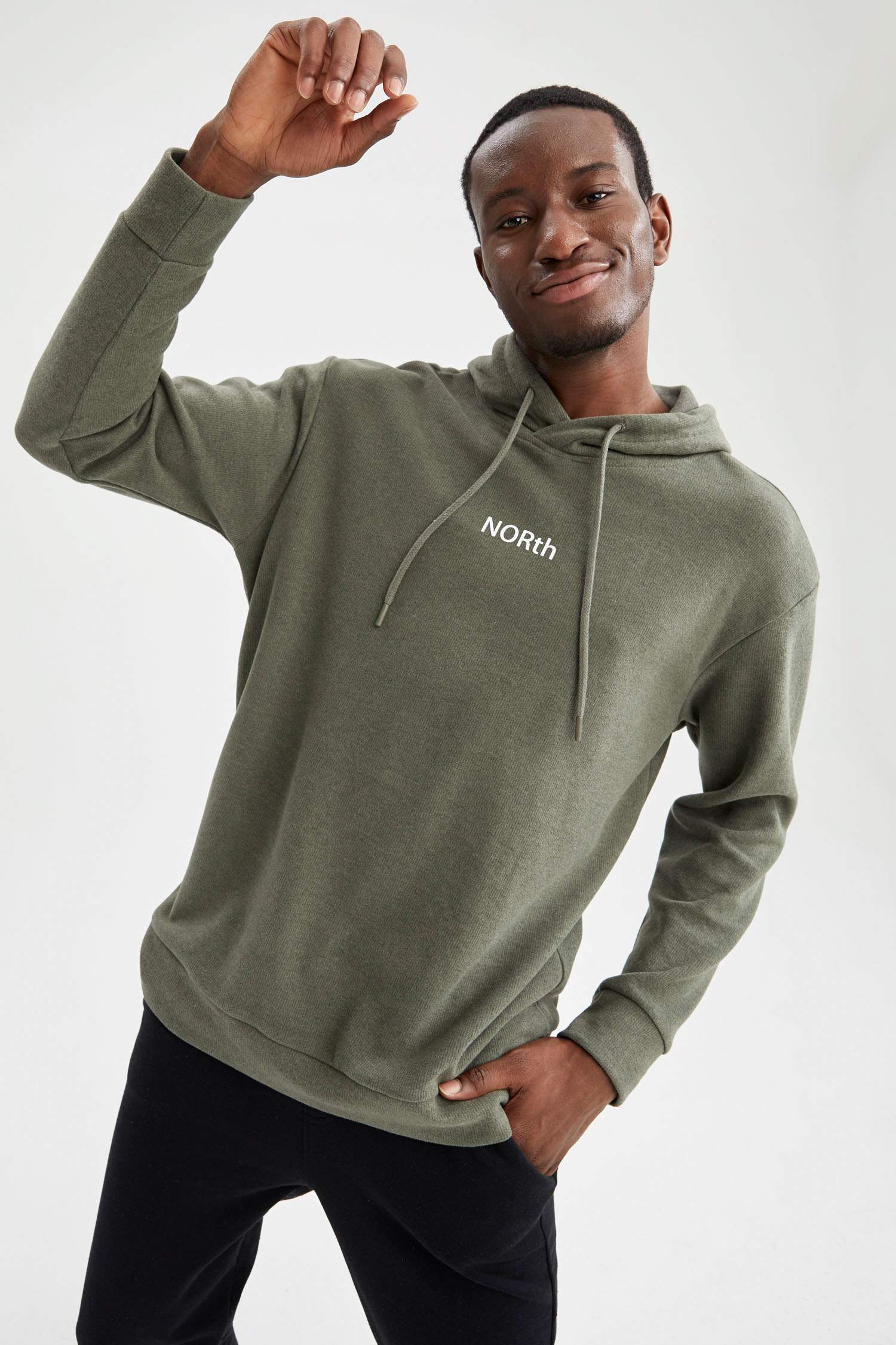 Oversize Fit Kapüşonlu Baskılı Uzun Kollu Sweatshirt