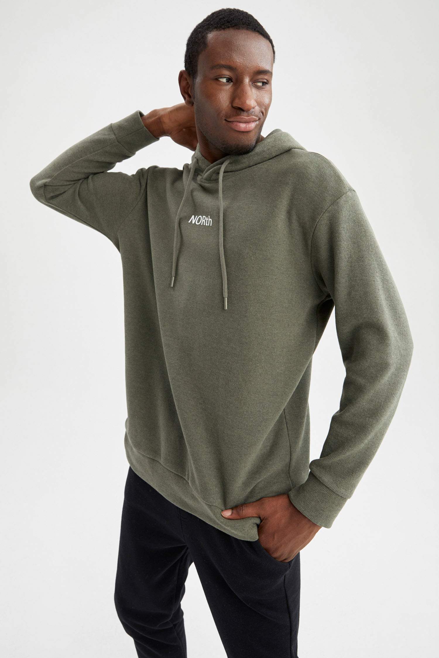 Oversize Fit Kapüşonlu Baskılı Uzun Kollu Sweatshirt