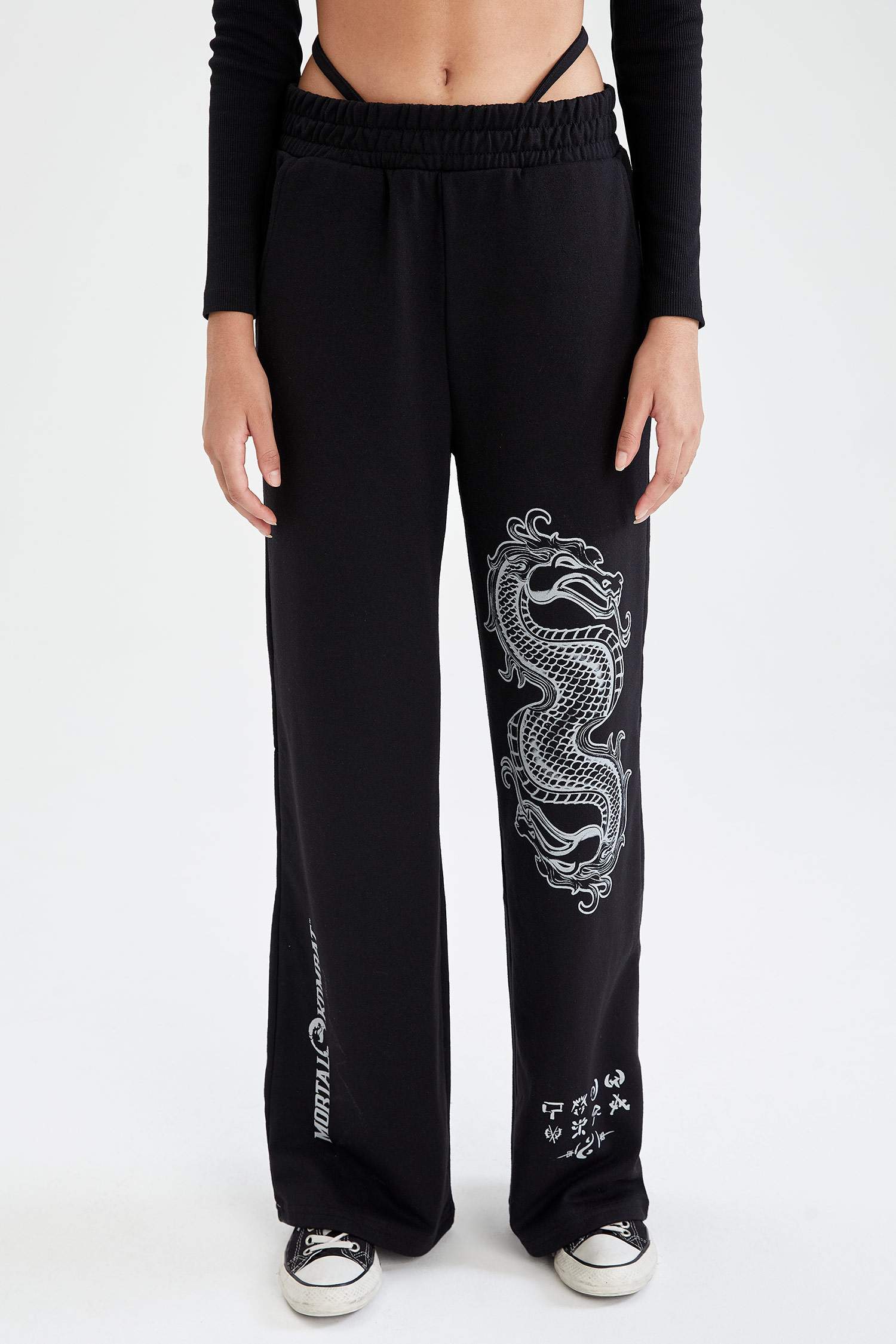 Coool Mortal Kombat Lisanslı Beli Bağcıklı Wide Leg Geniş Paça Eşofman Altı