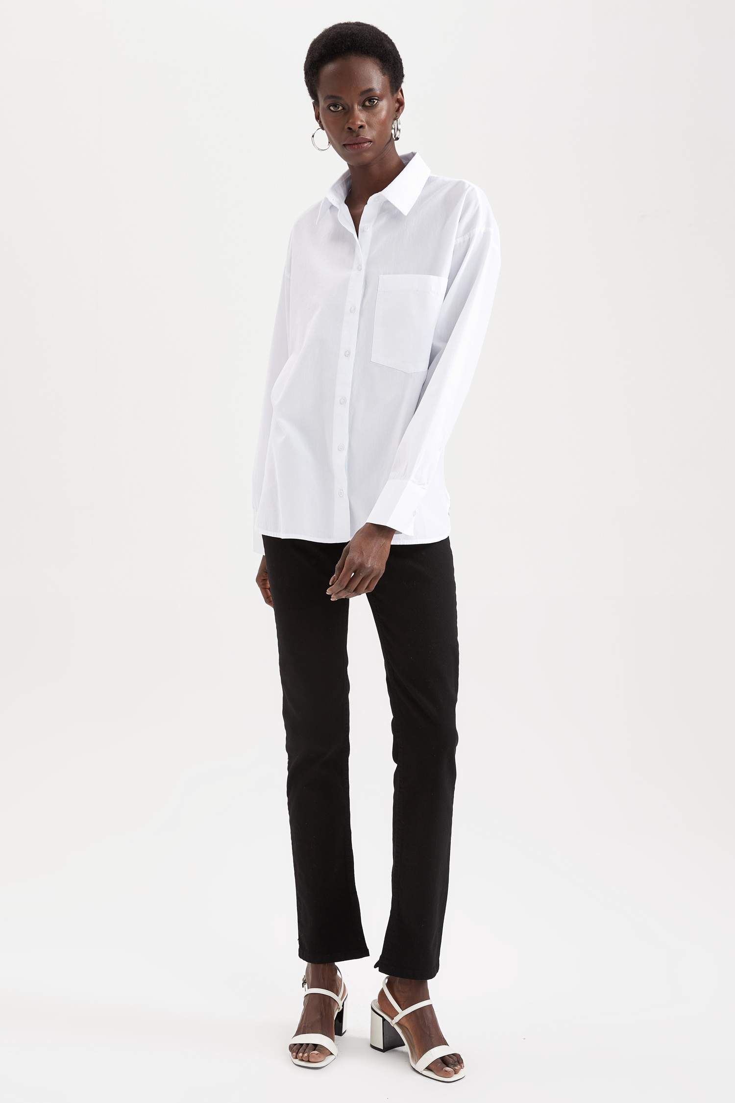 Cepli Oversize Fit Pamuklu Poplin Gömlek Tunik