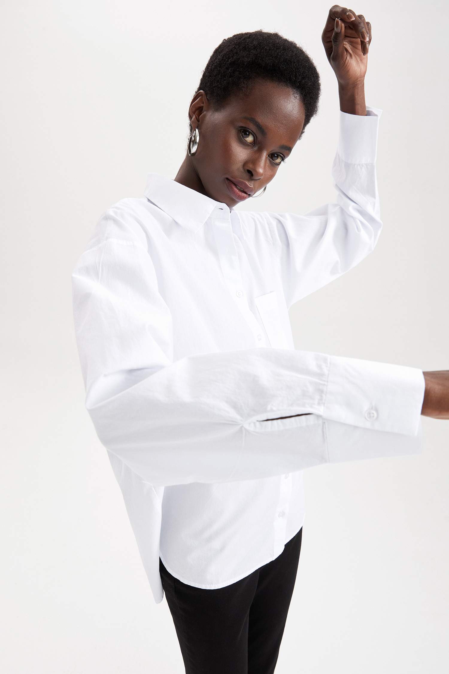 Cepli Oversize Fit Pamuklu Poplin Gömlek Tunik