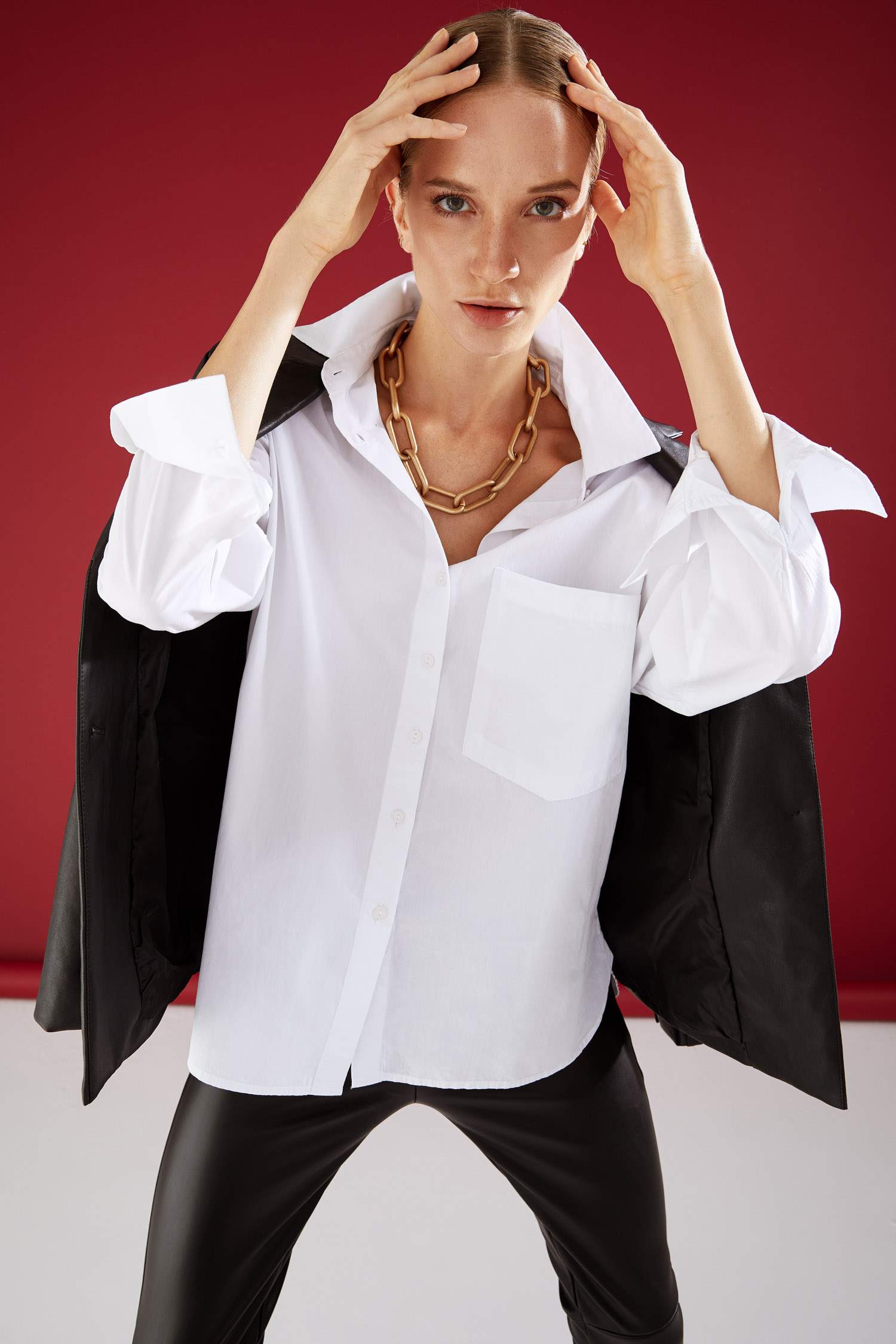 Cepli Oversize Fit Pamuklu Poplin Gömlek Tunik