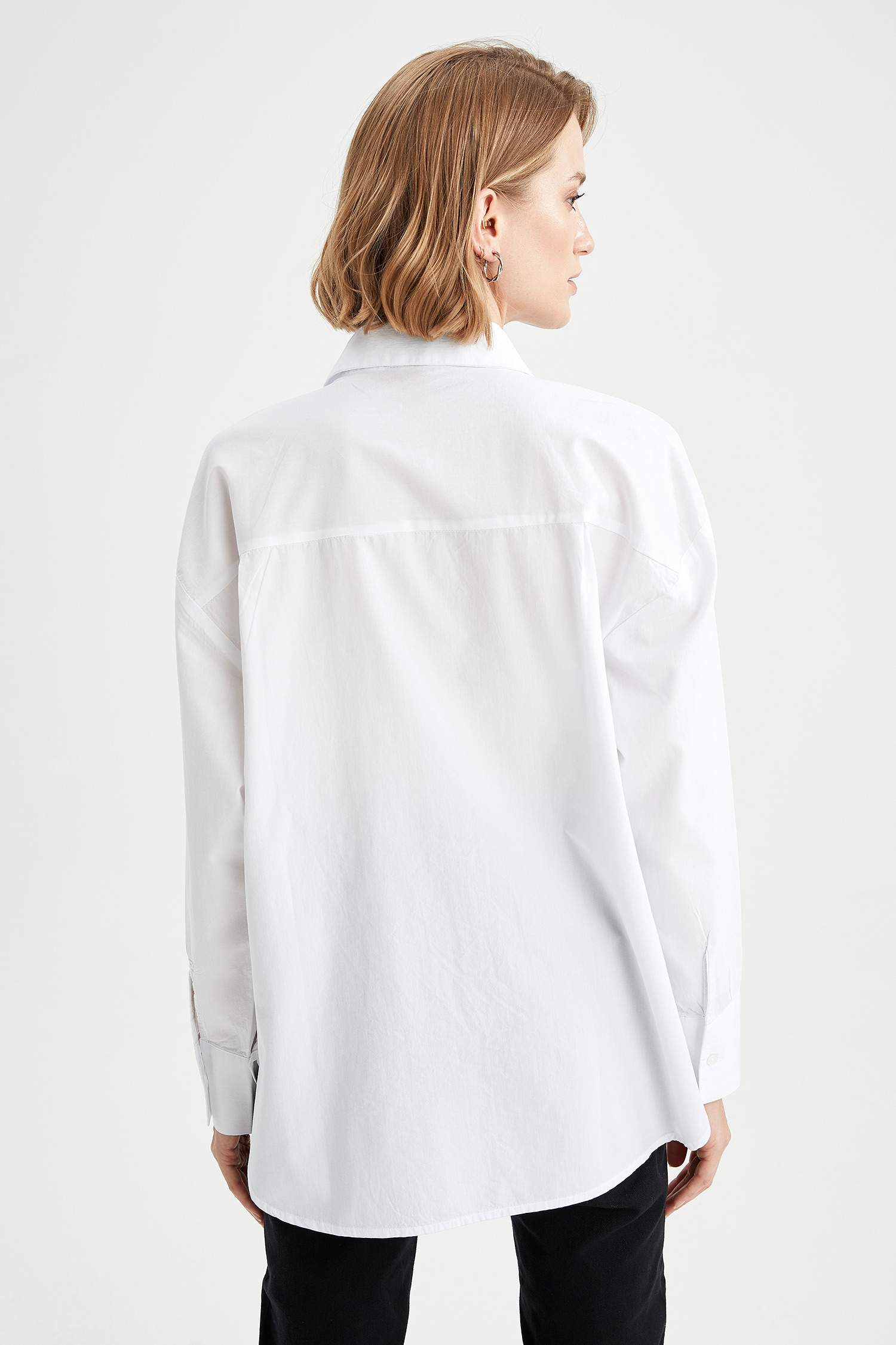 Cepli Oversize Fit Pamuklu Poplin Gömlek Tunik