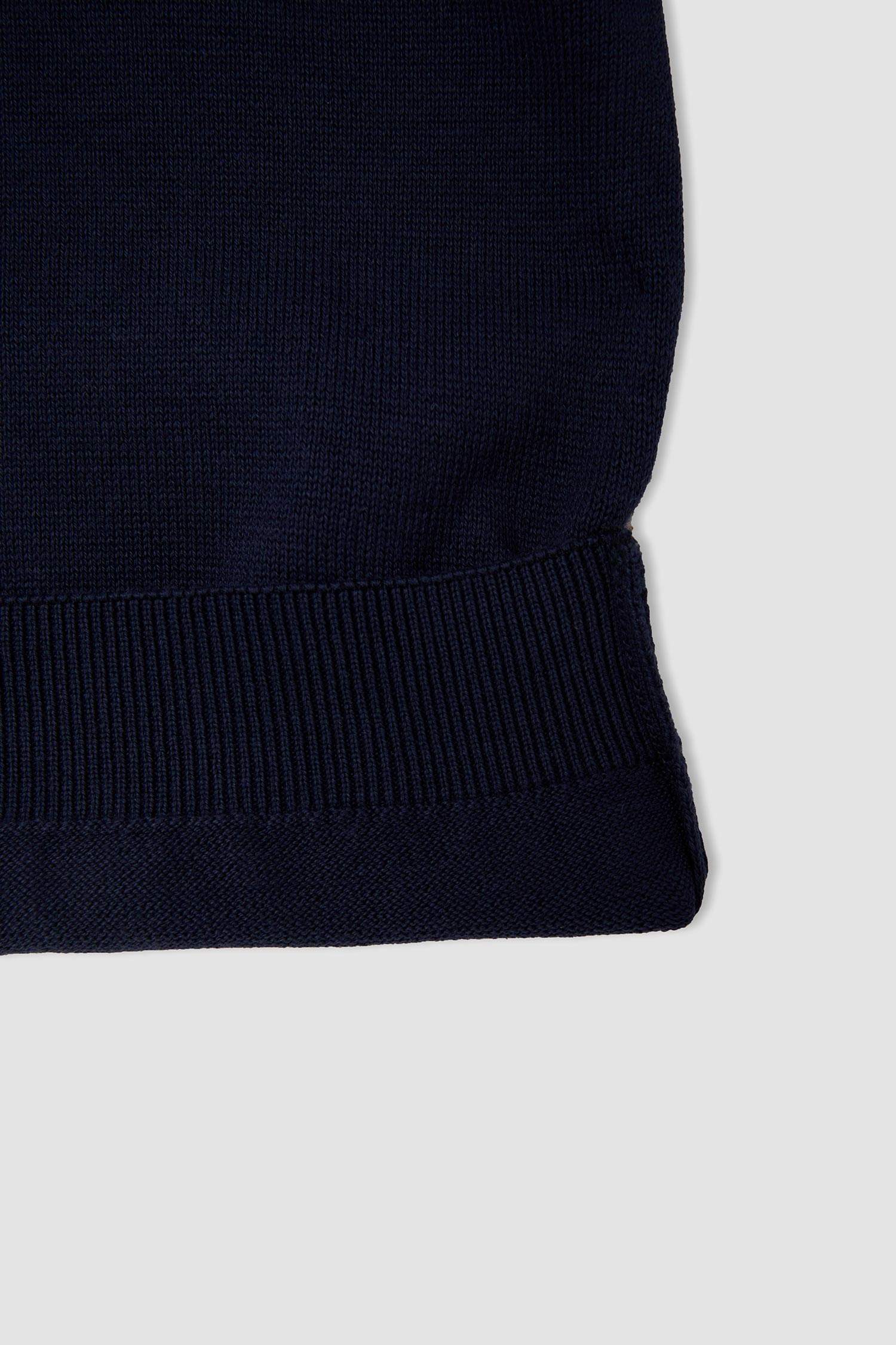 Erkek Çocuk Slim Fit Bisiklet Yaka Renk Bloklu Triko Kazak