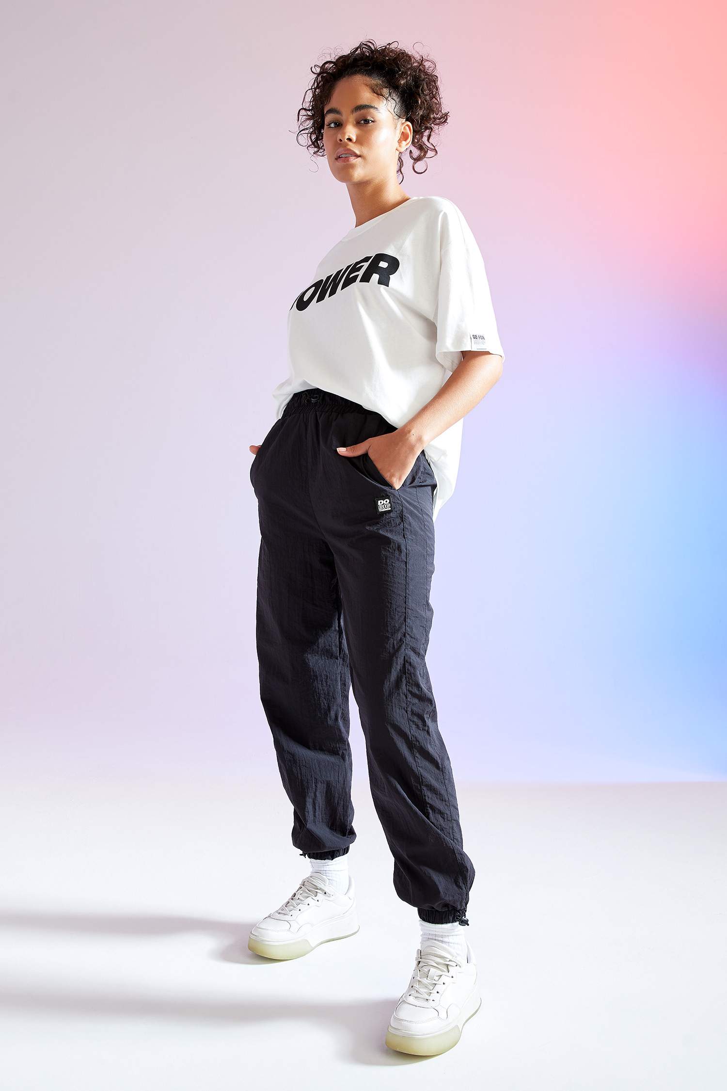 Slogan Baskılı Oversize Fit Pamuklu Kısa Kollu Tişört