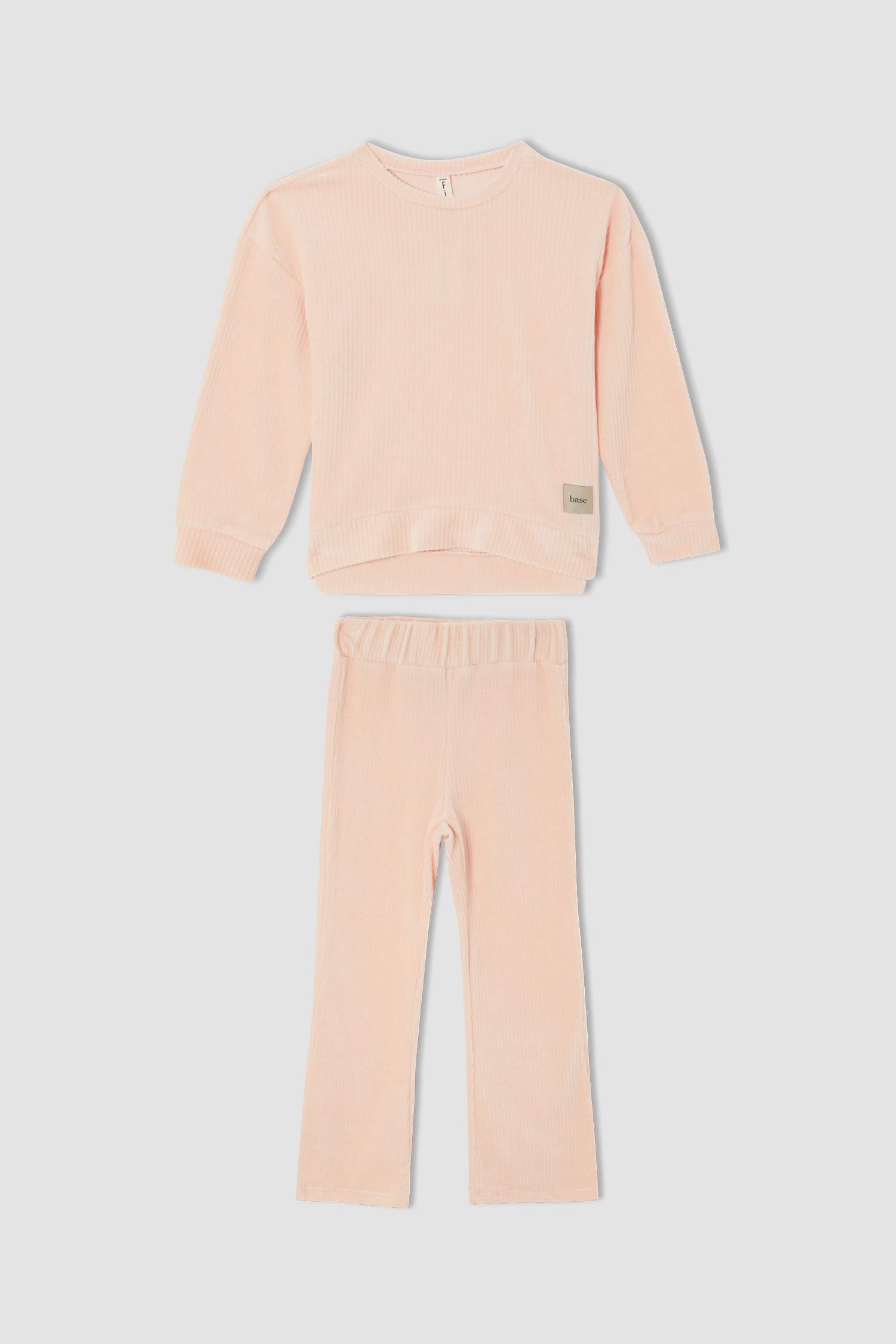 Kız Çocuk Uzun Kollu Triko Görünümlü Pijama Takımı