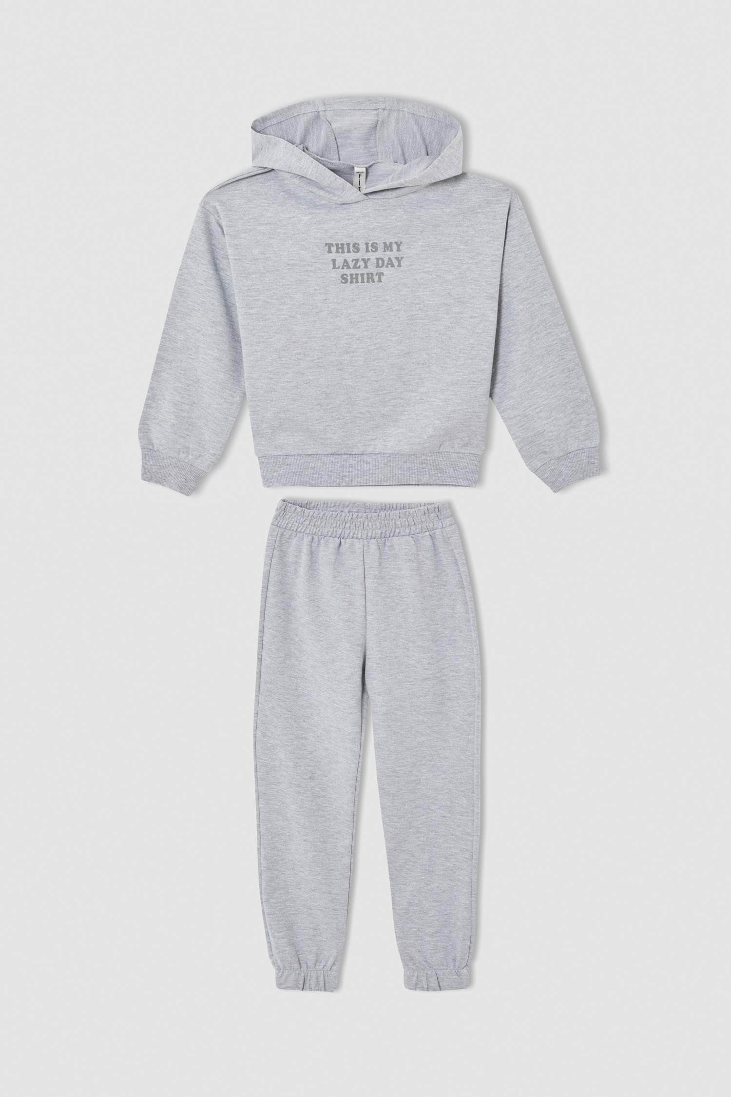 Kız Çocuk Regular Fit Kapüşonlu Uzun Kollu Pamuklu Pijama Takım
