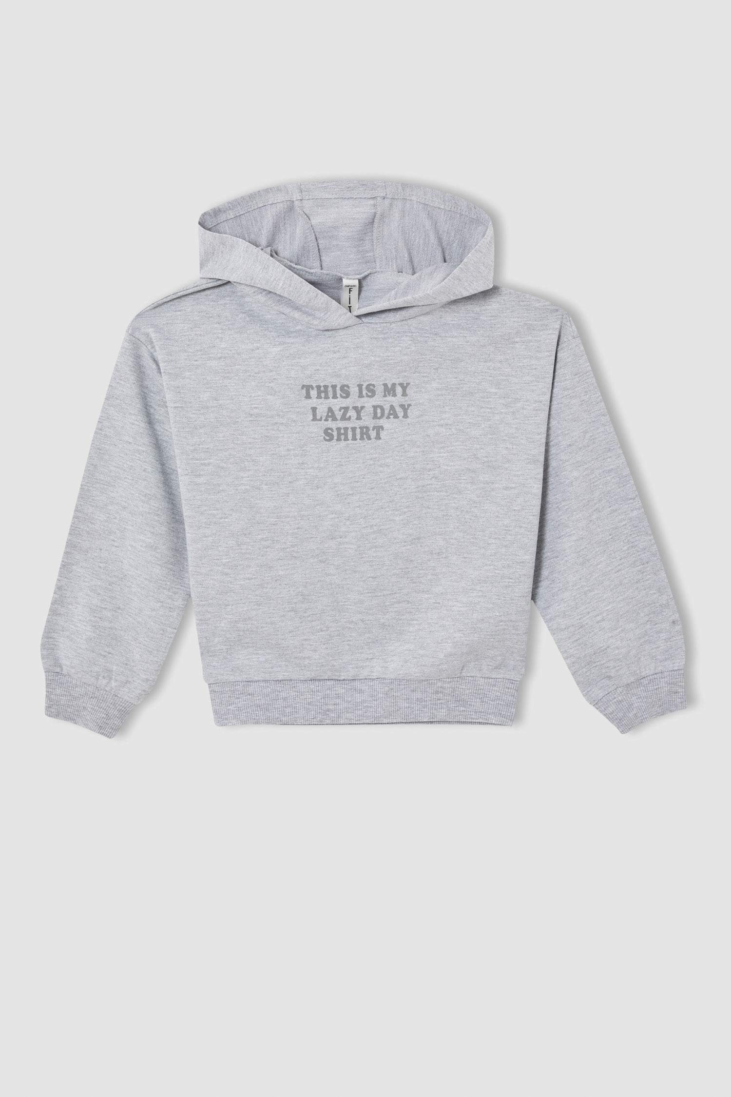 Kız Çocuk Regular Fit Kapüşonlu Uzun Kollu Pamuklu Pijama Takım