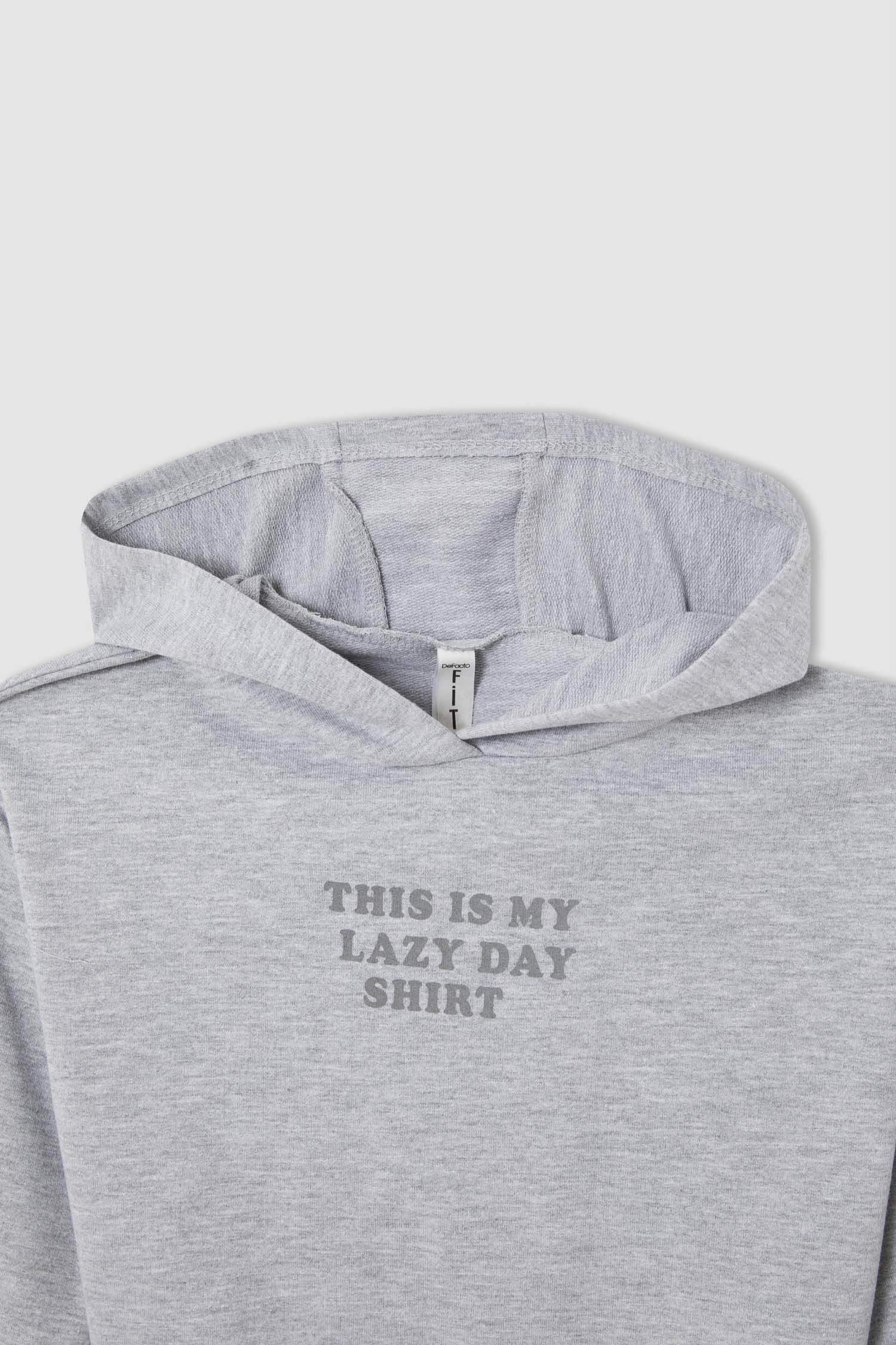 Kız Çocuk Regular Fit Kapüşonlu Uzun Kollu Pamuklu Pijama Takım