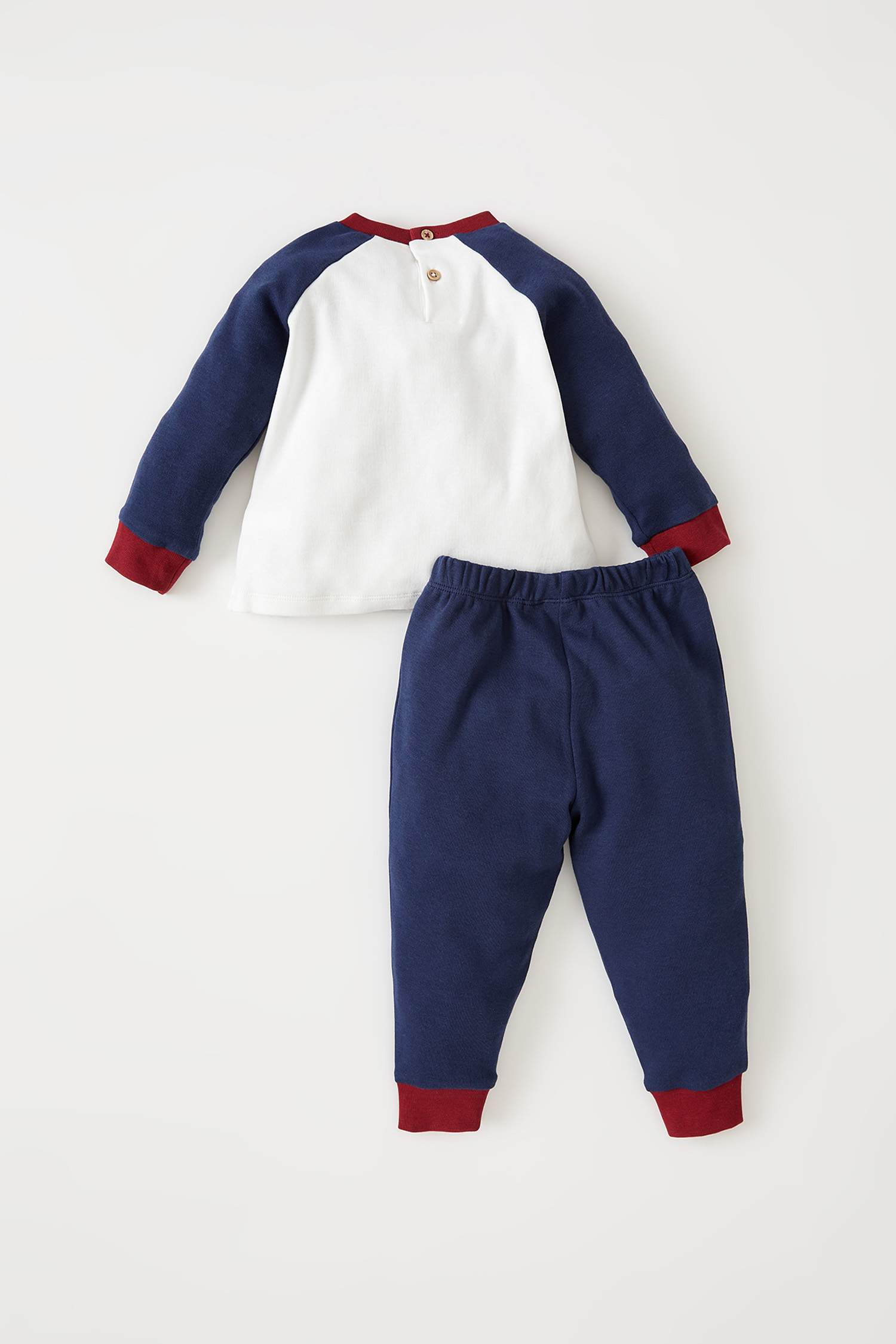 Erkek Bebek Baskılı Renk Bloklu Uzun Kollu Pamuklu Pijama Takımı