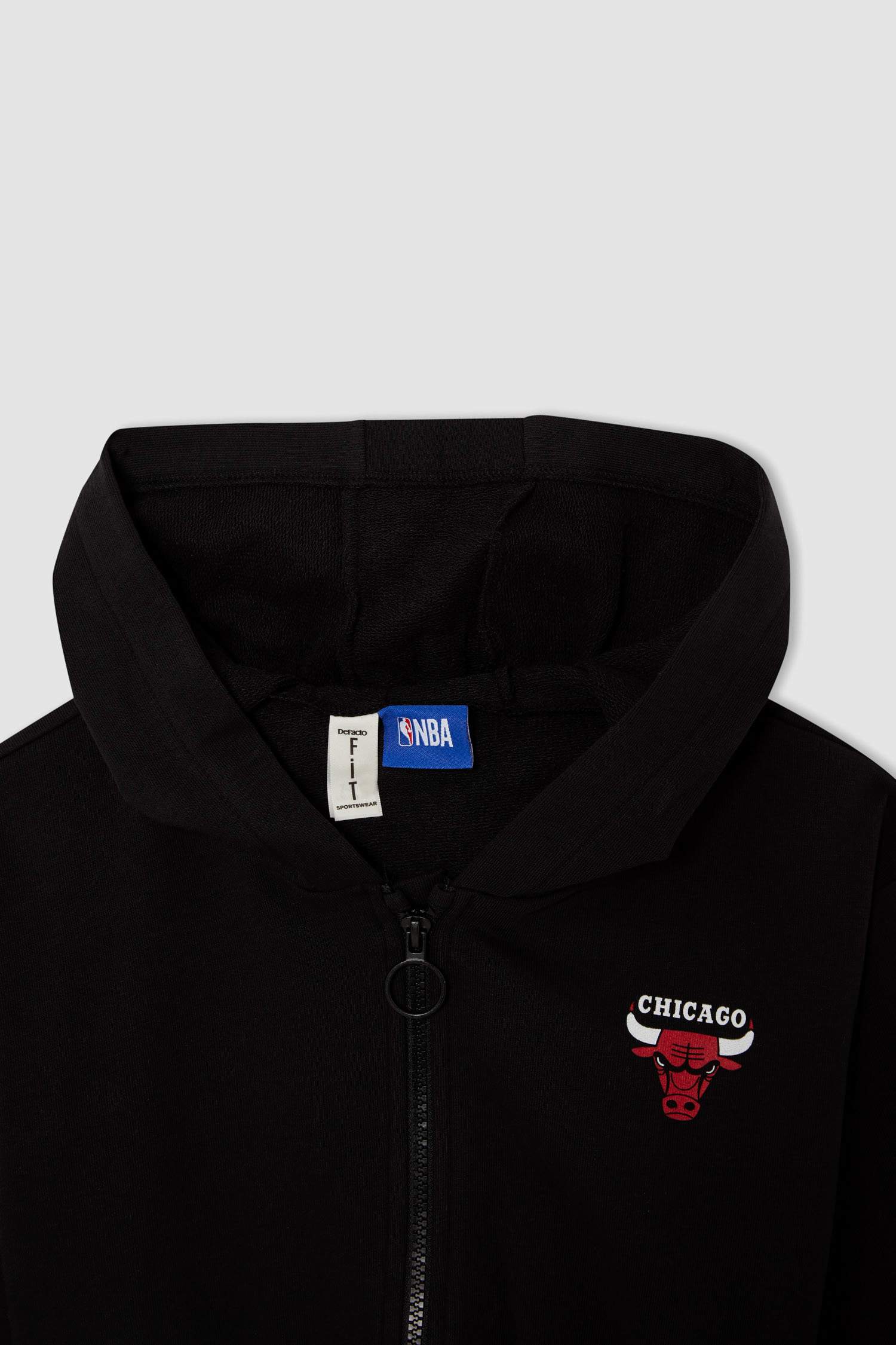 Kız Çocuk Chicago Bulls Lisanslı Kapüşonlu İçi Yumuşak Tüylü Crop Hırka