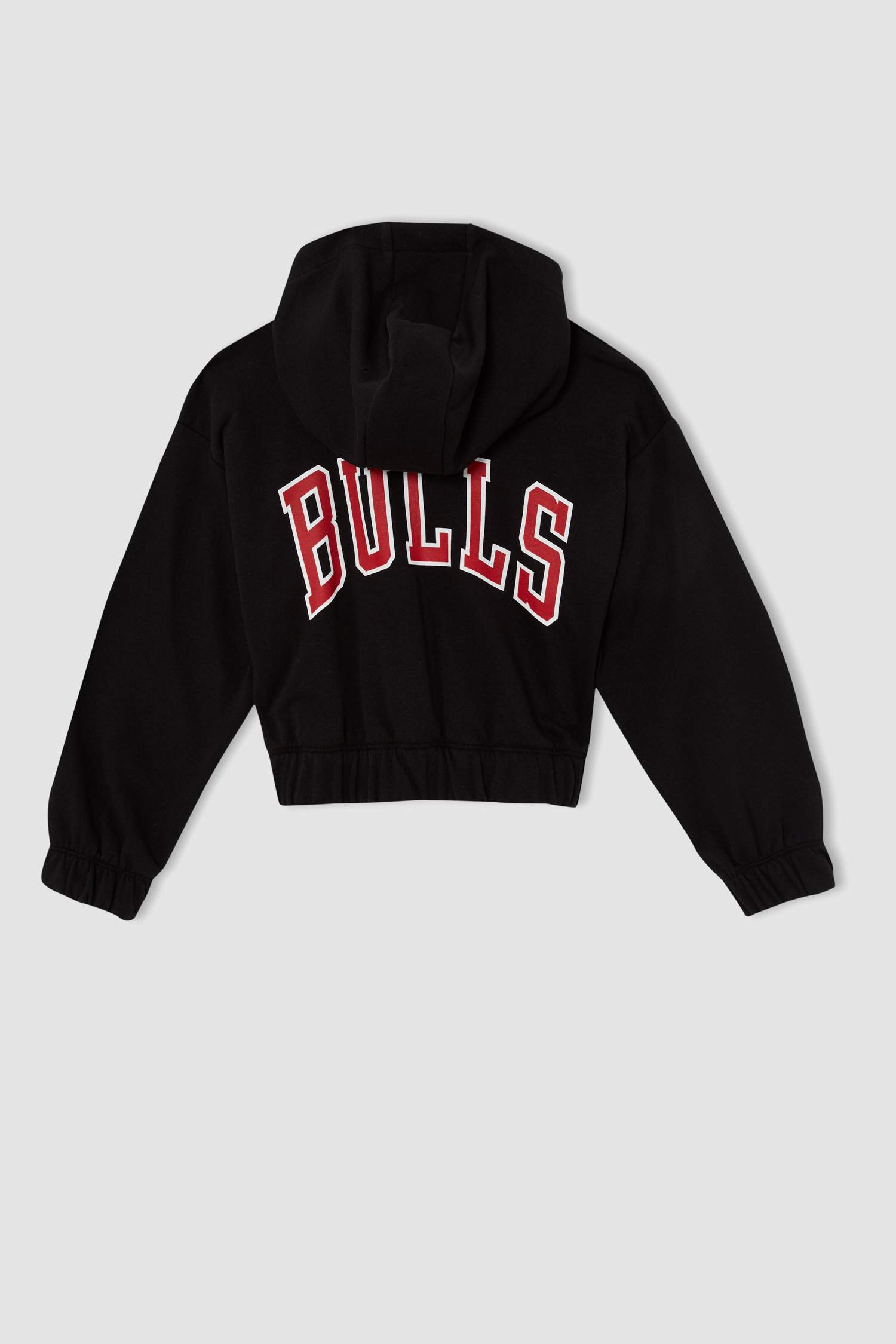 Kız Çocuk Chicago Bulls Lisanslı Kapüşonlu İçi Yumuşak Tüylü Crop Hırka
