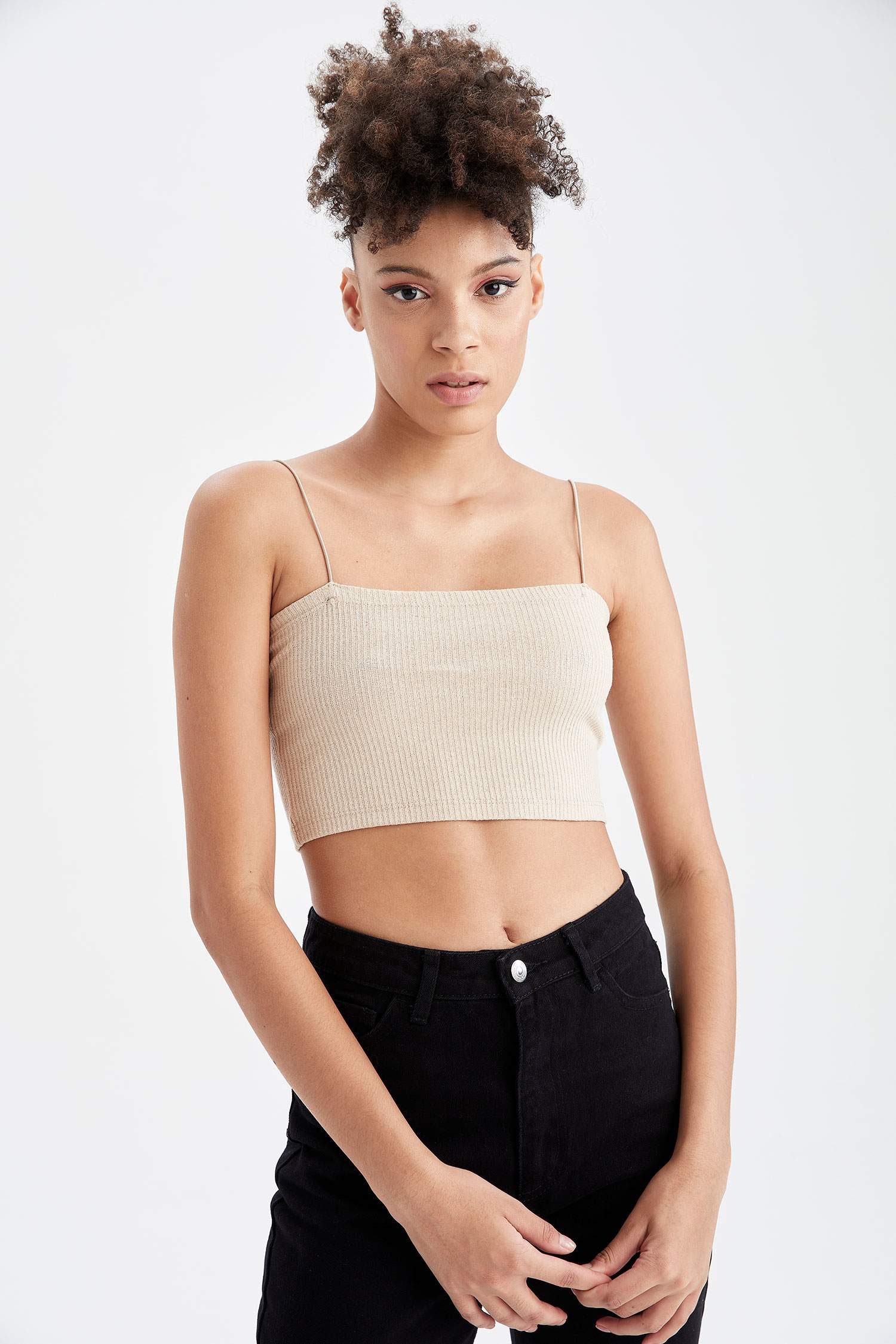 İp Askılı Slim Fit Crop Top