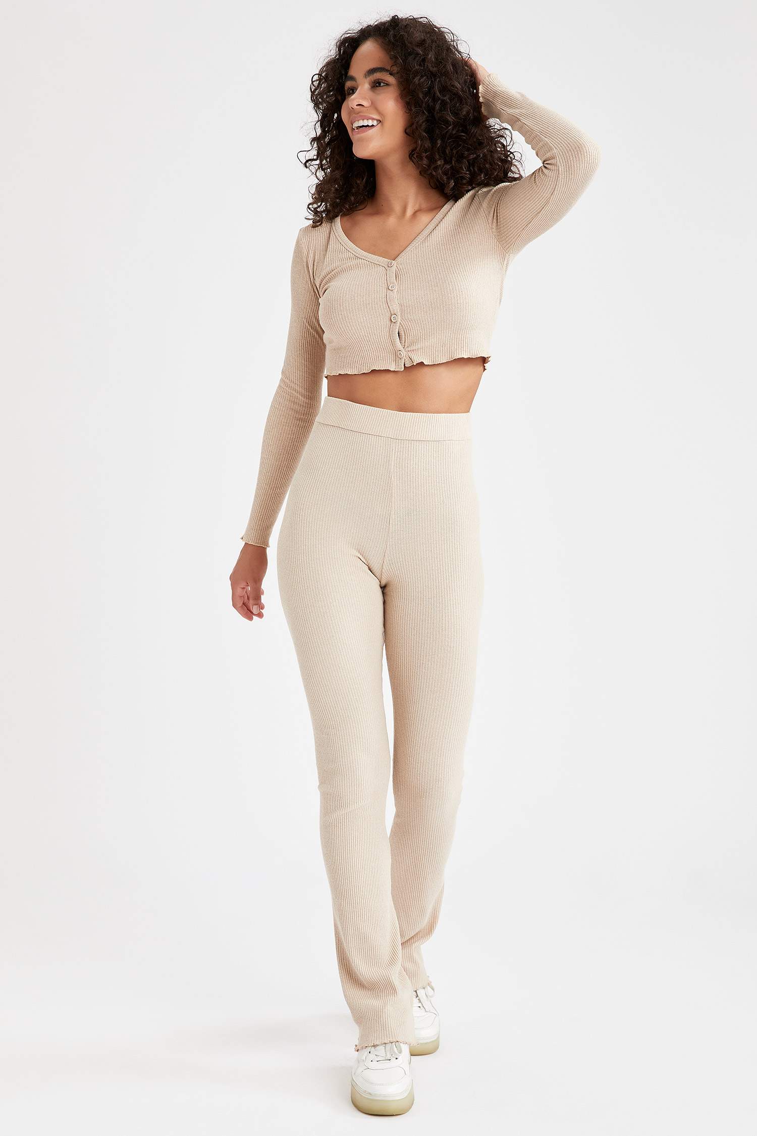 Geniş Paça Slim Fit Kaşkorse Tayt