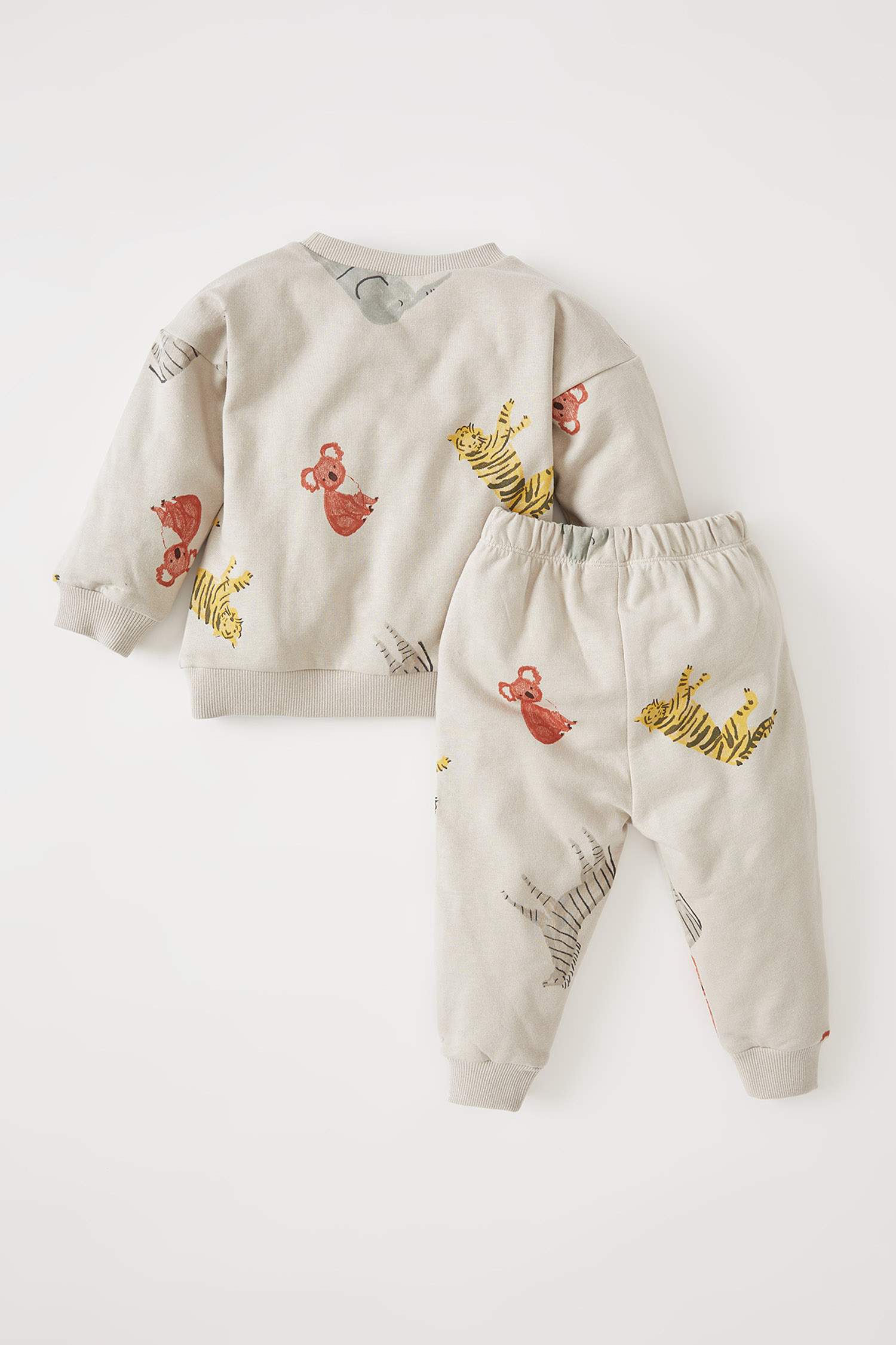 Erkek Bebek Regular Fit Hayvan Desenli İçi Yumuşak Tüylü 2'li Takım