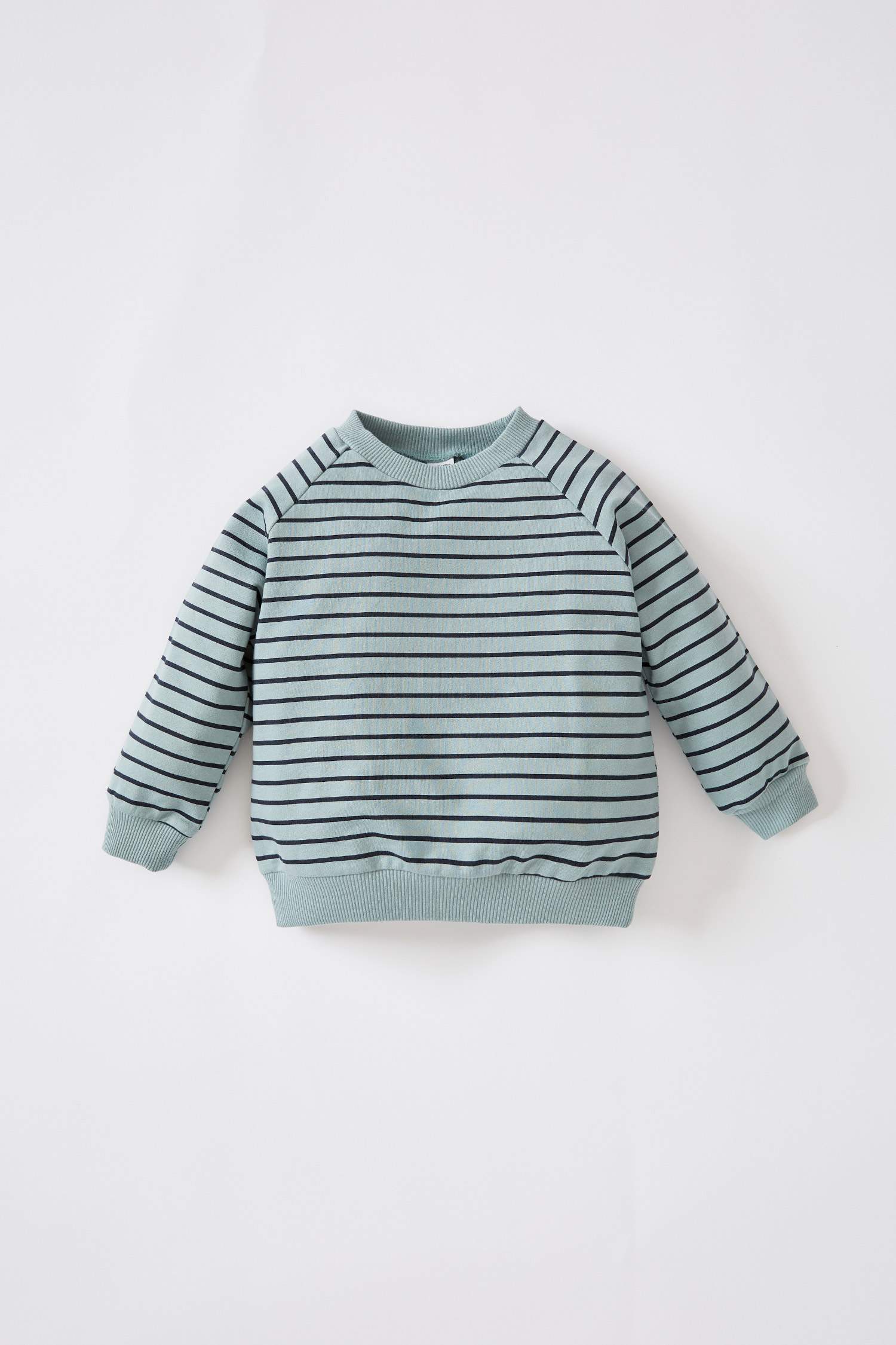 Erkek Bebek Çizgili Bisiklet Yaka Sweatshirt