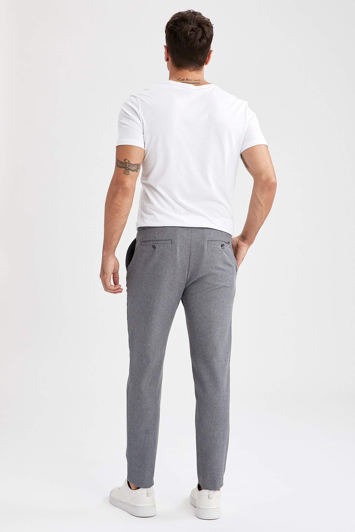 Jogger Fit Beli Bağcıklı Chino Pantolon